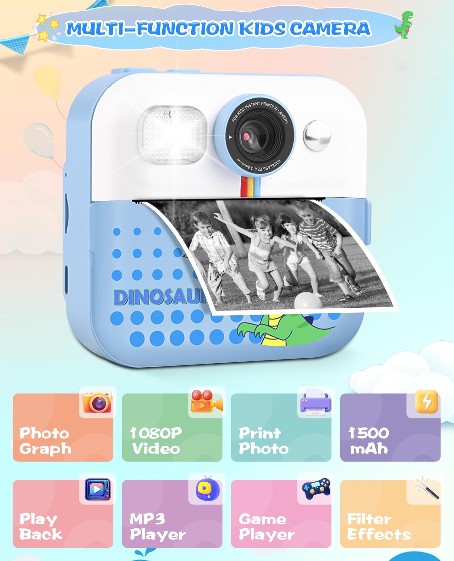 Kids Digital Camera with Instant Print Feature