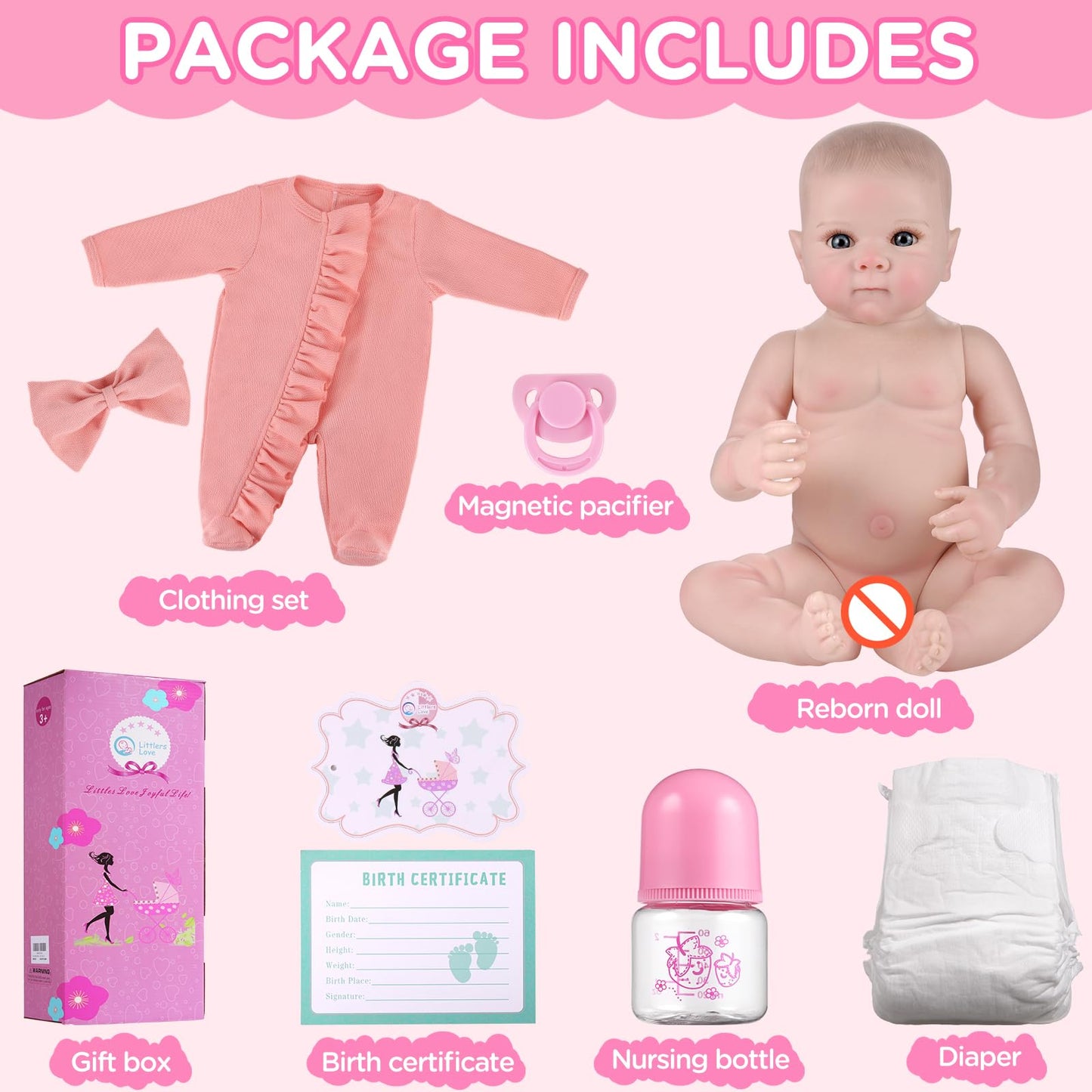 GAGAKU 18 Inch Realistic Reborn Baby Doll with Accessories