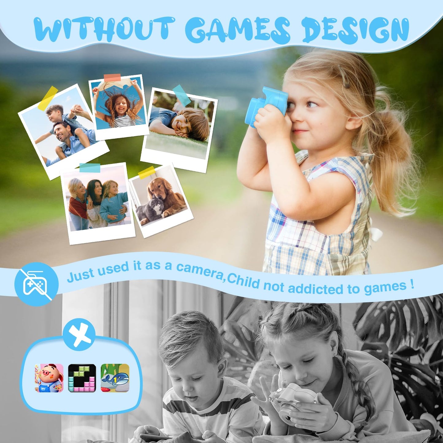 Kids Camera, HD 1080P Digital Video Camera for Boys and Girls, 32MP Kids Selfie Camera for Kids Aged 3-9, Portable Toy Toddler Camera with No Game & 32GB Card, Perfect Christmas Birthday Gifts