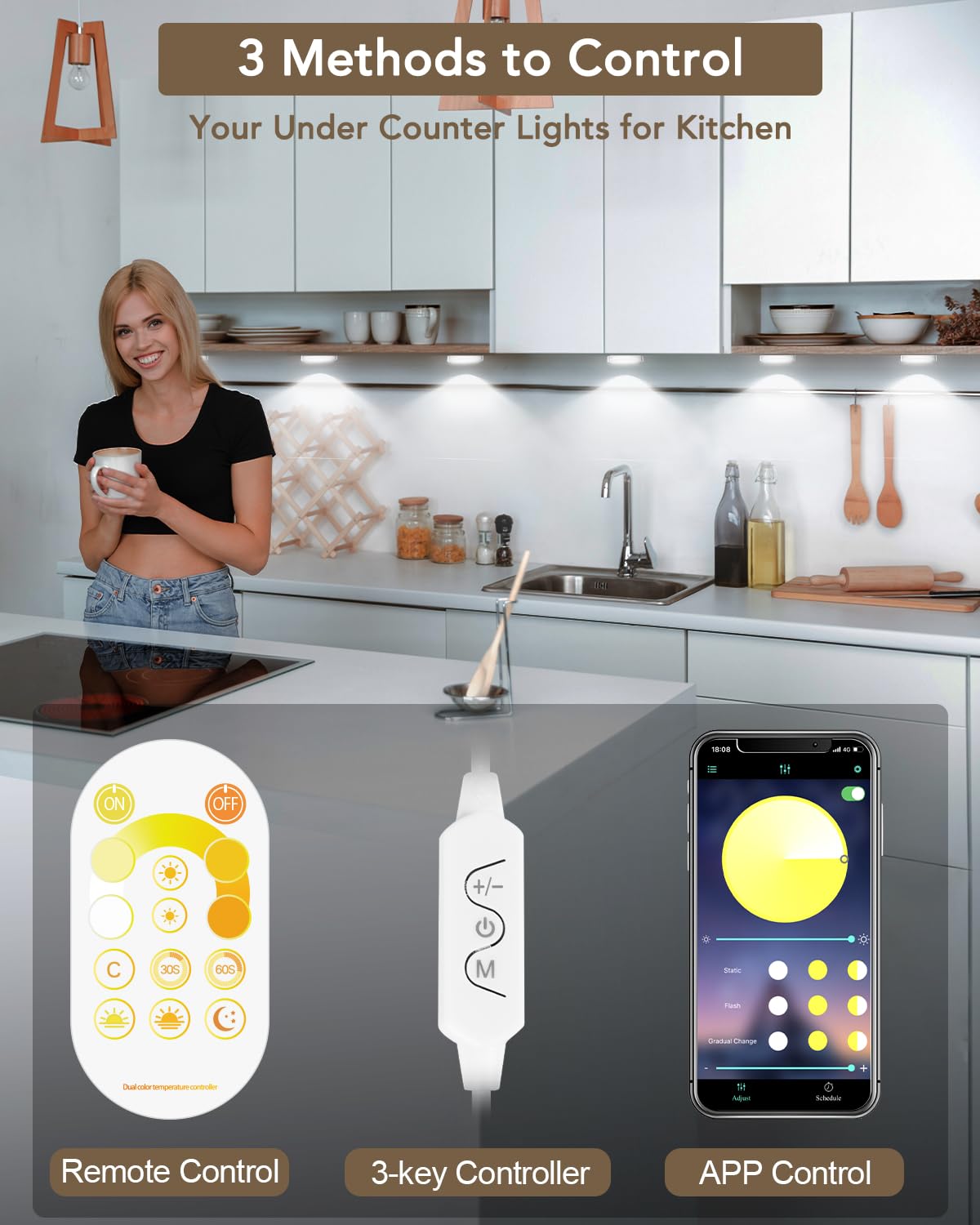 Dimmable Bluetooth LED Under Cabinet Lights