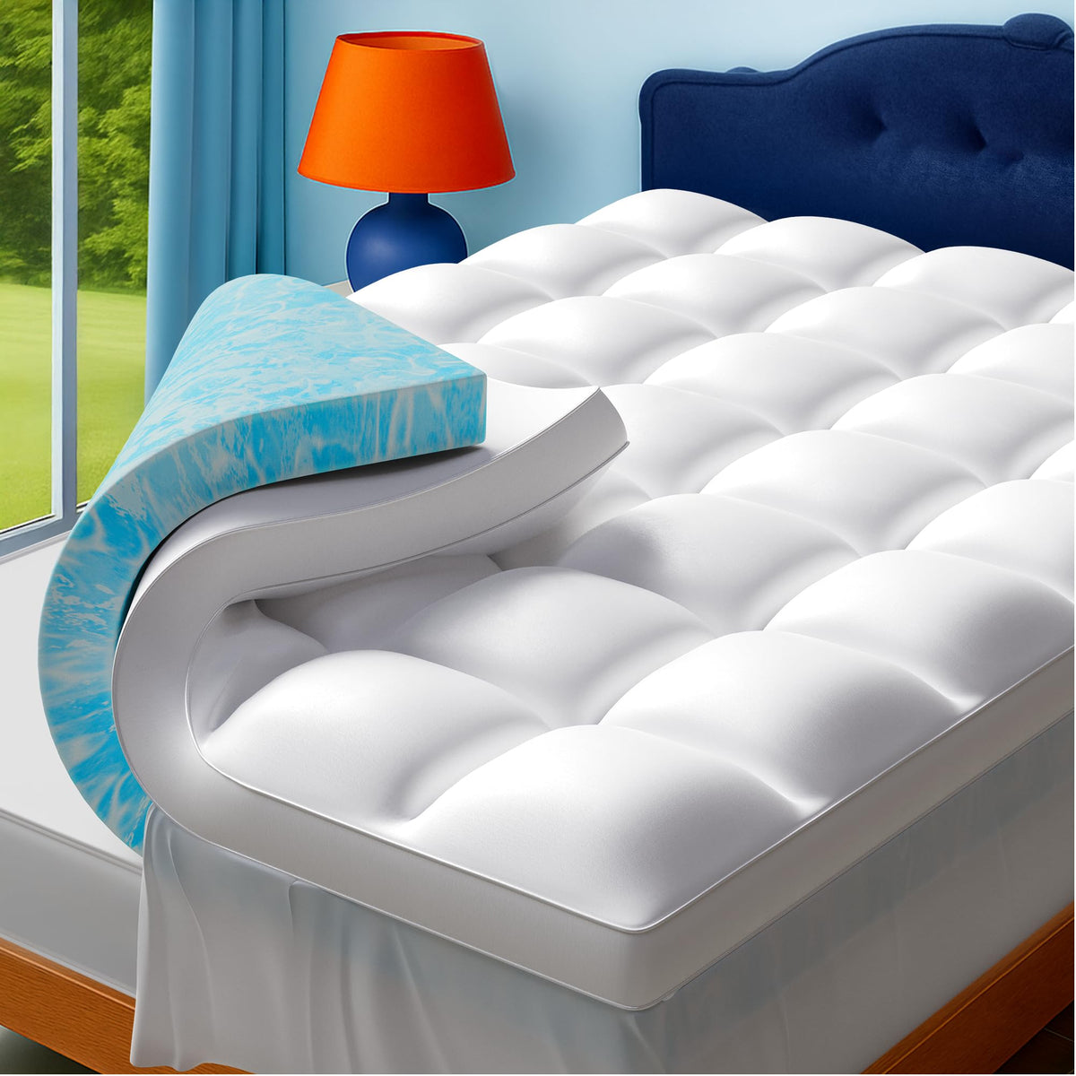 Full Size Dual Layer Memory Foam Mattress Topper