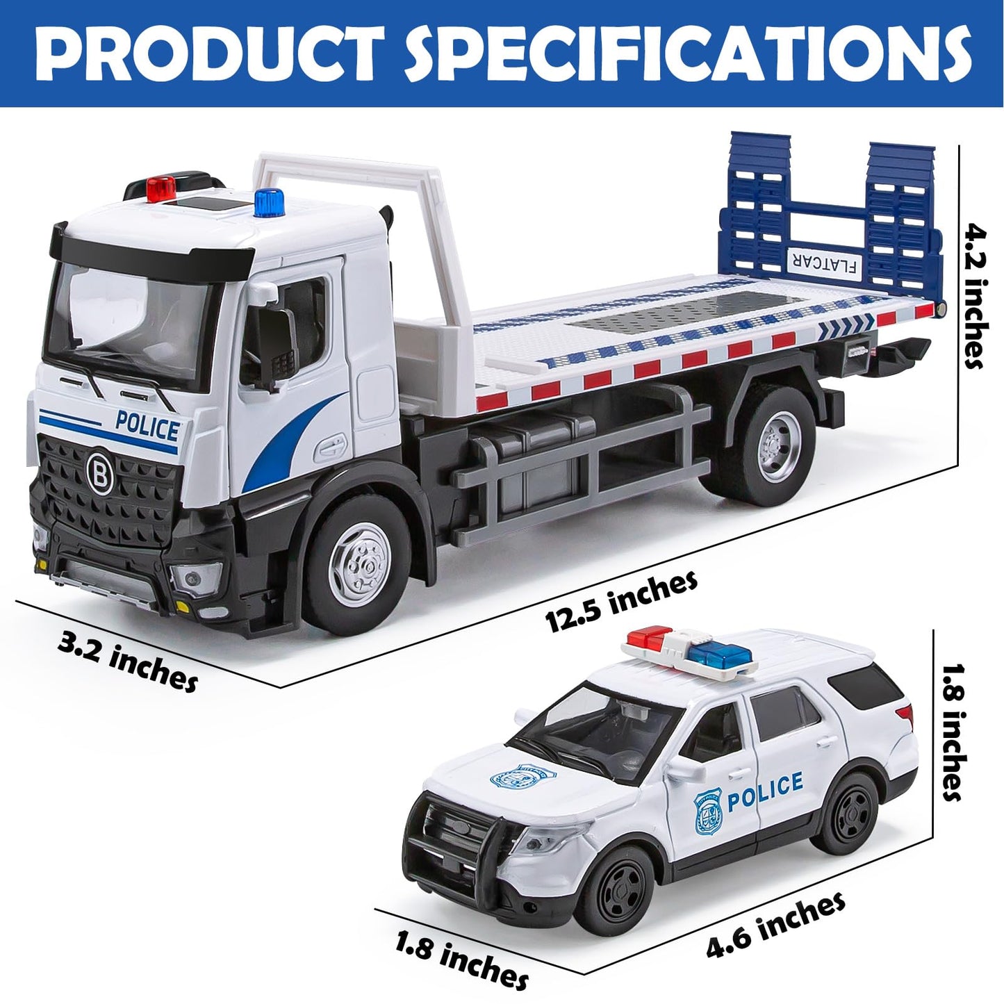 Police Tow Truck Toy with Lights and Sounds