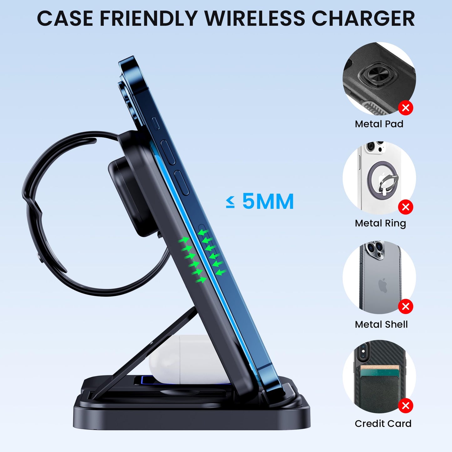 3 in 1 Wireless Charger Stand for iPhone & Watch