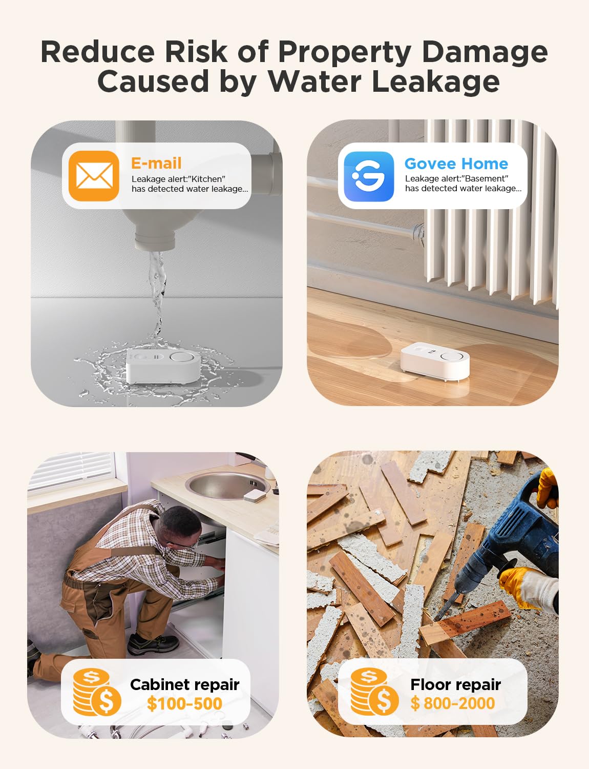 Govee 3-Pack Smart Water Leak Detector