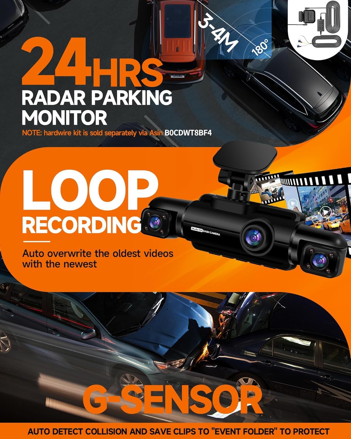 4-Channel FHD Dash Cam with Night Vision