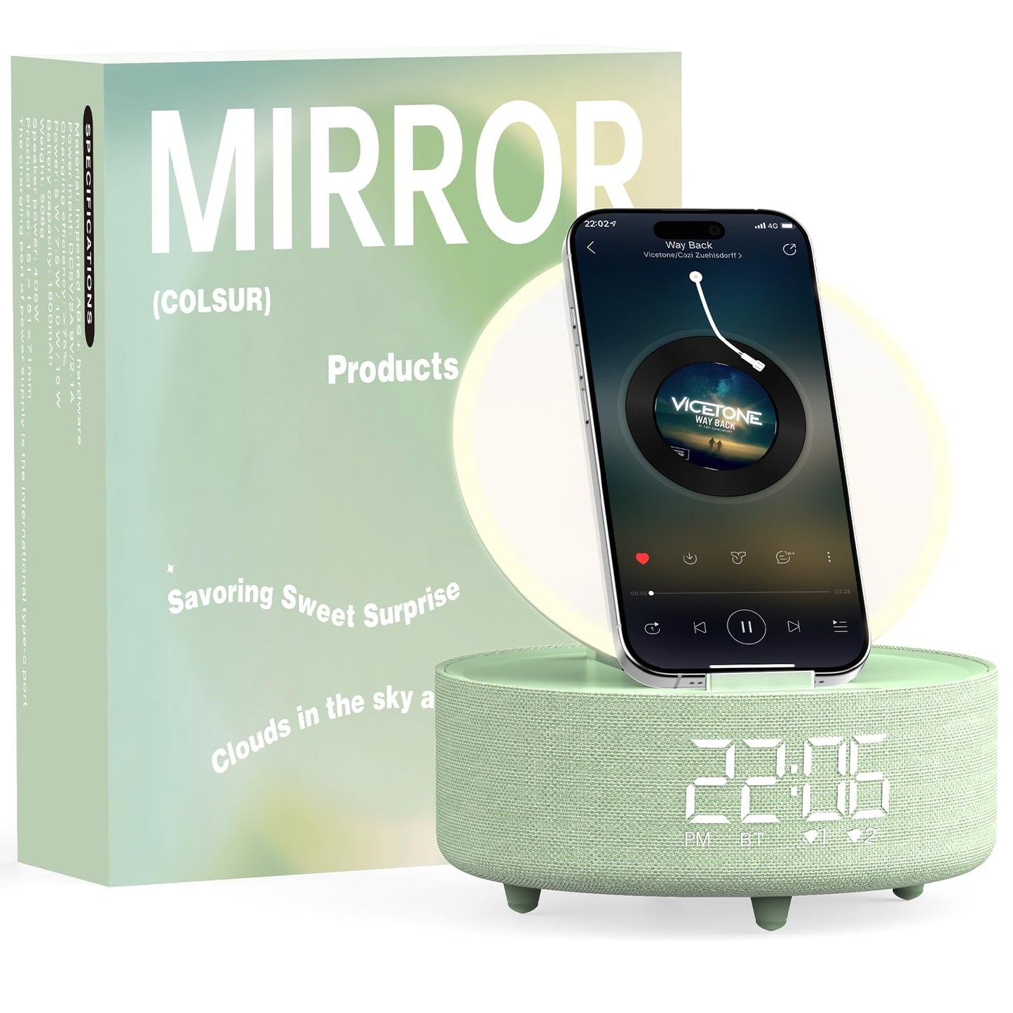 Bluetooth Speaker Makeup Mirror with Wireless Charger