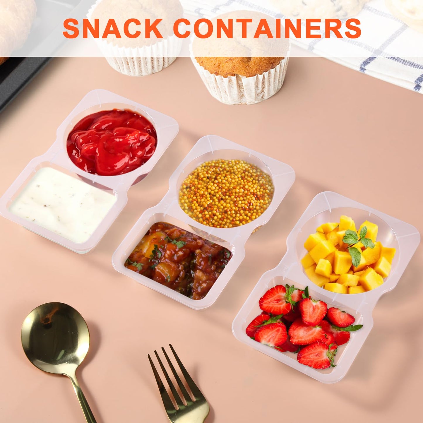 20-Pack Leakproof Snack Containers with Compartments
