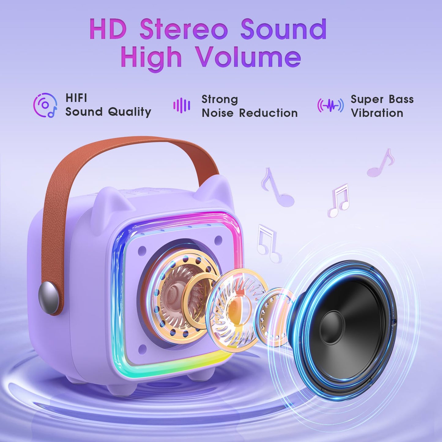 Mini Karaoke Machine for Kids with Bluetooth Mic