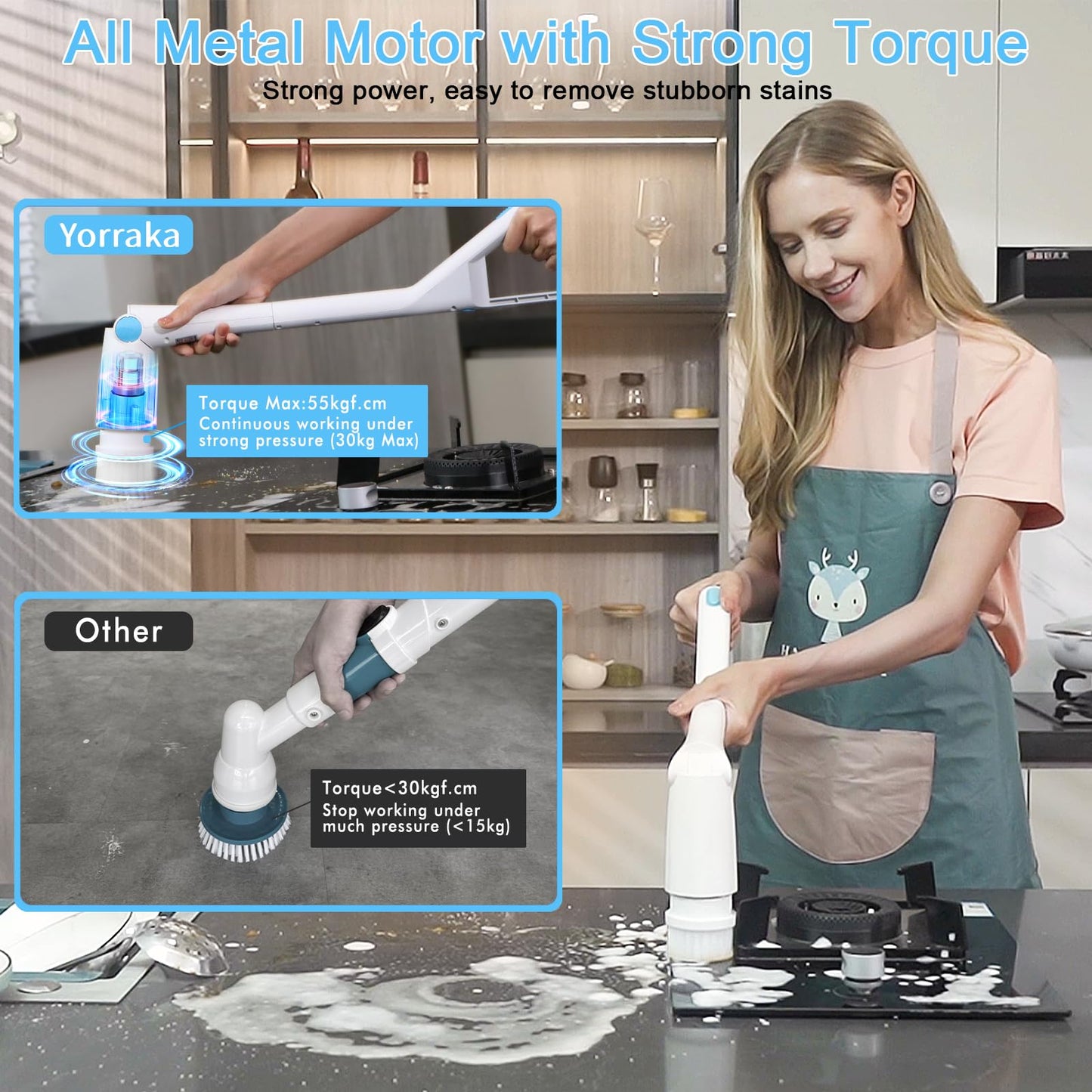 Cordless Electric Spin Scrubber with 8 Brush Heads