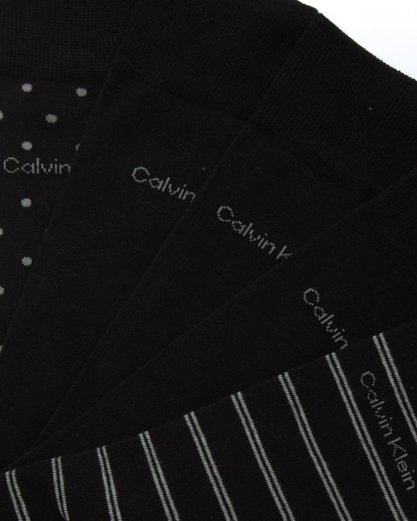 Calvin Klein Men's Dress Socks - 5 Pack Plain and Printed Crew Calf Compression Socks (7-12), Size 7-12, Black Stripe
