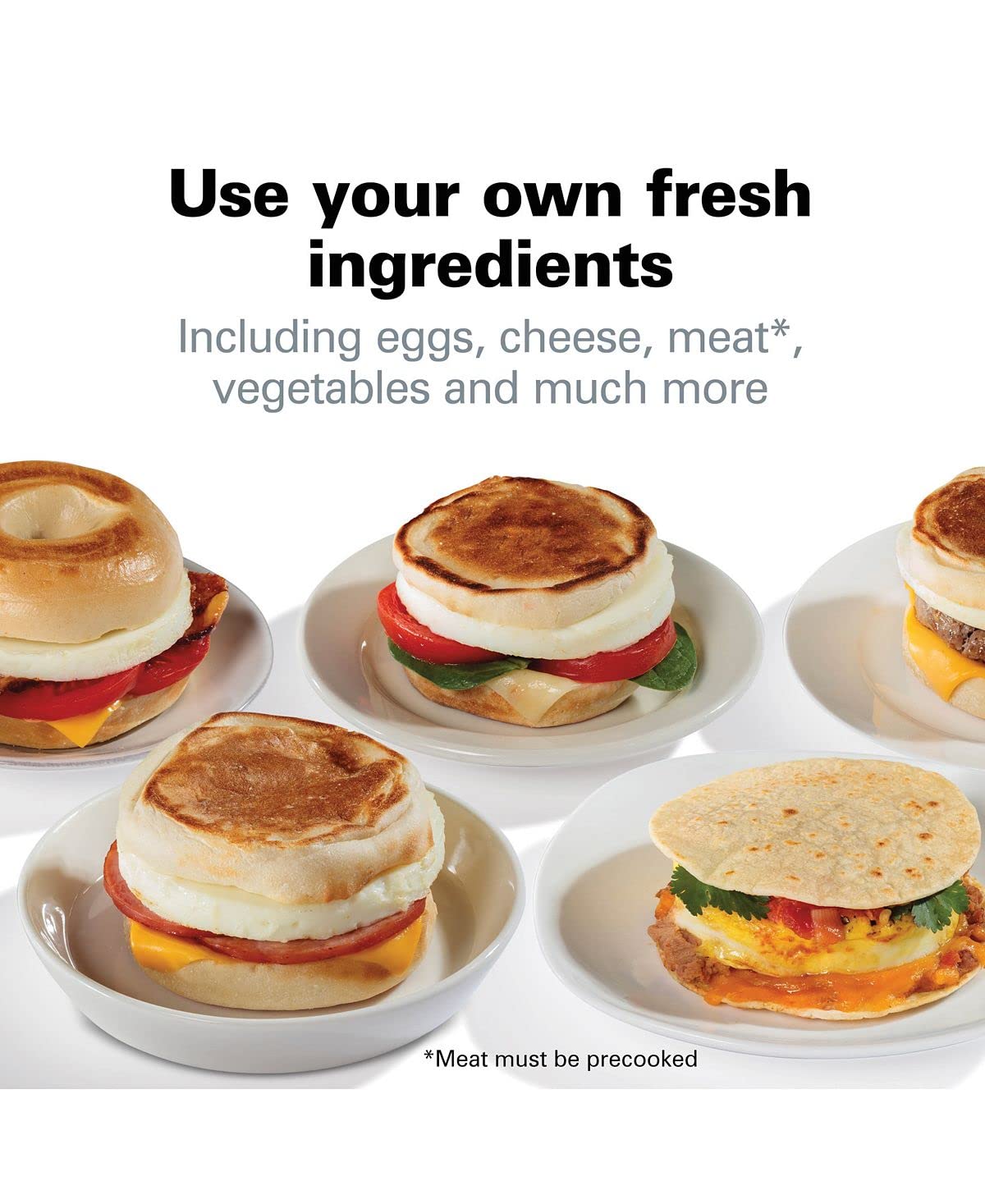 Hamilton Beach Breakfast Sandwich Maker with Egg Cooker Ring, Customize Ingredients, Perfect for English Muffins, Croissants, Mini Waffles, Perfect White Elephant Gifts, Coral (25483)
