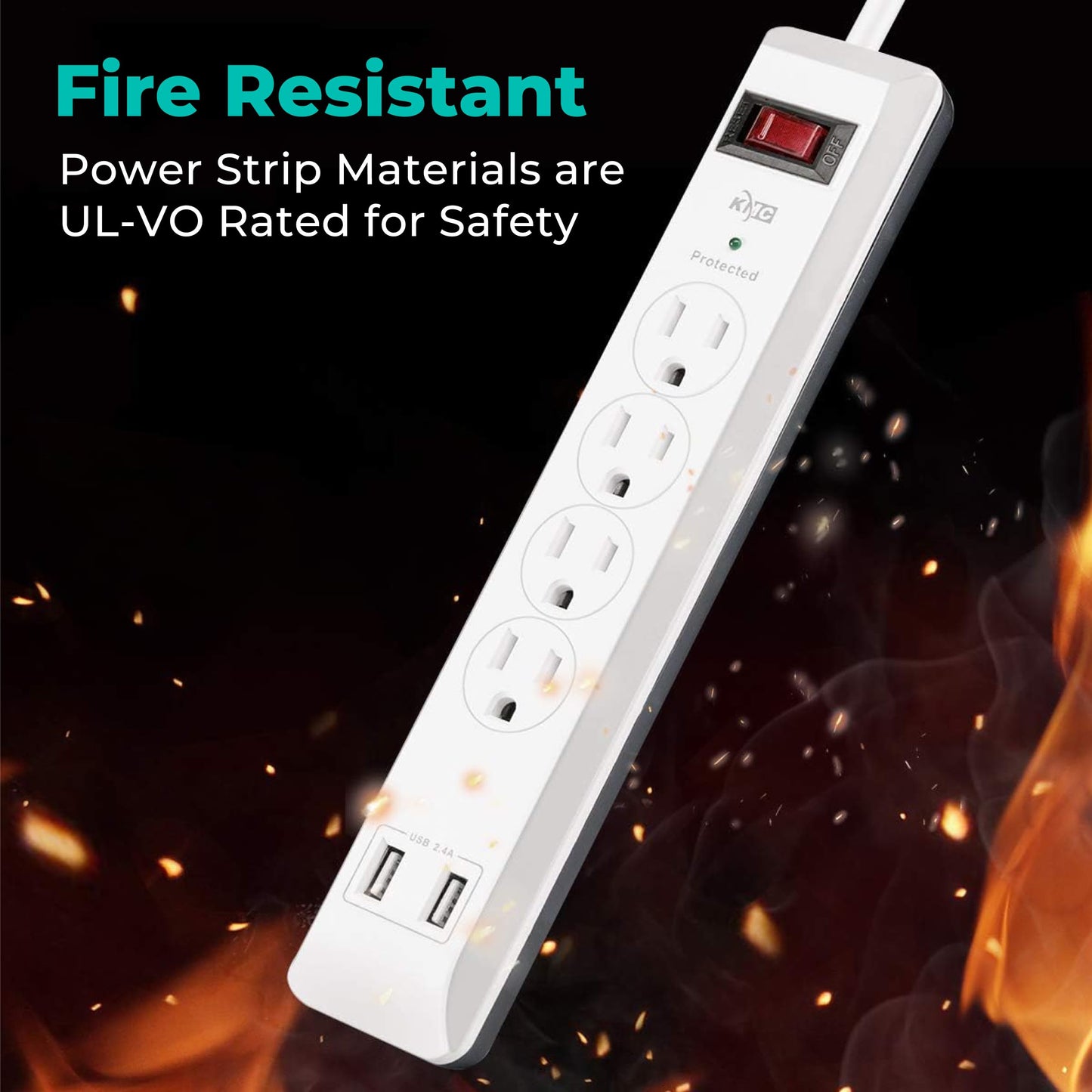 2 Pack KMC Surge Protector Power Strip with USB
