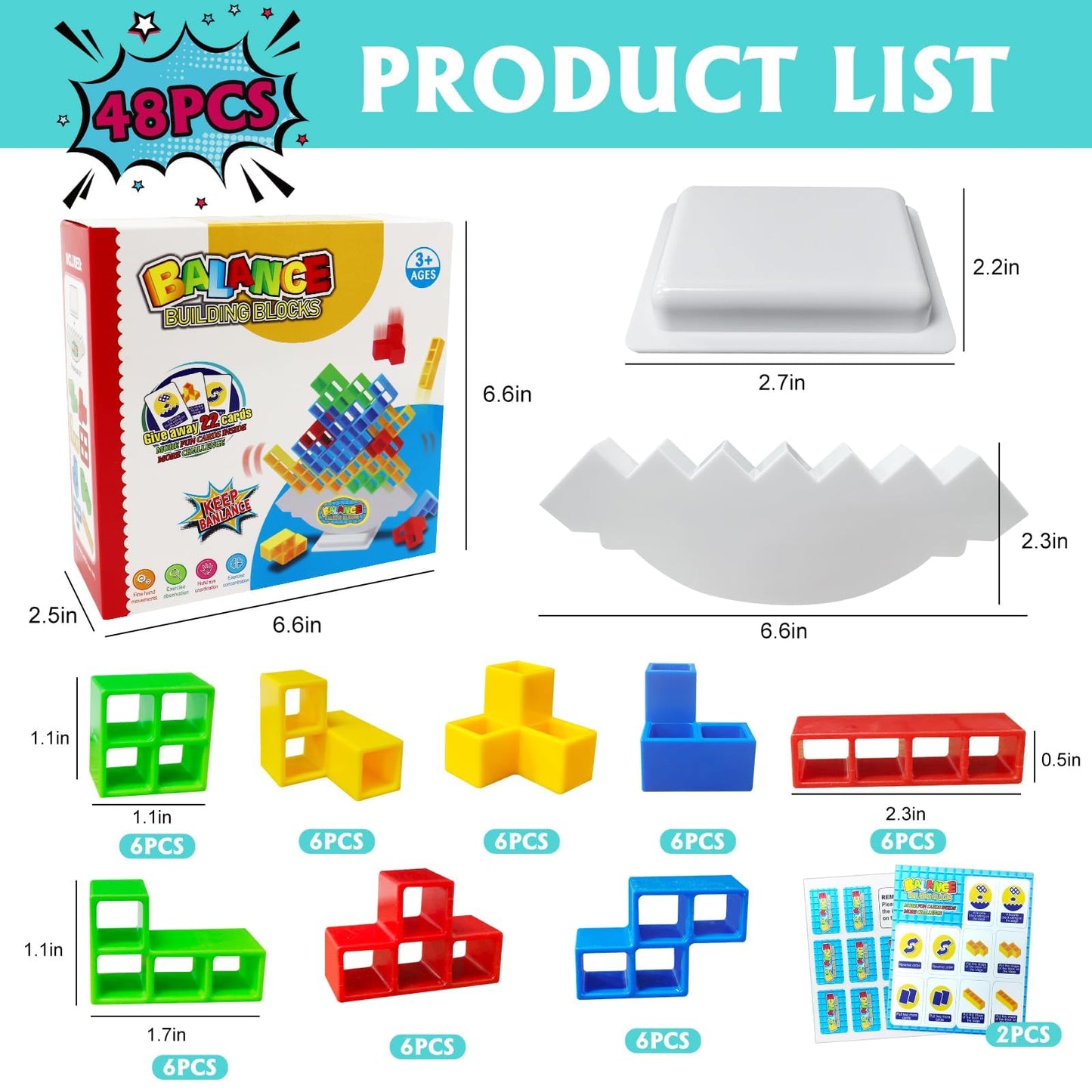 48 Pcs Child Balance Building Toy Set