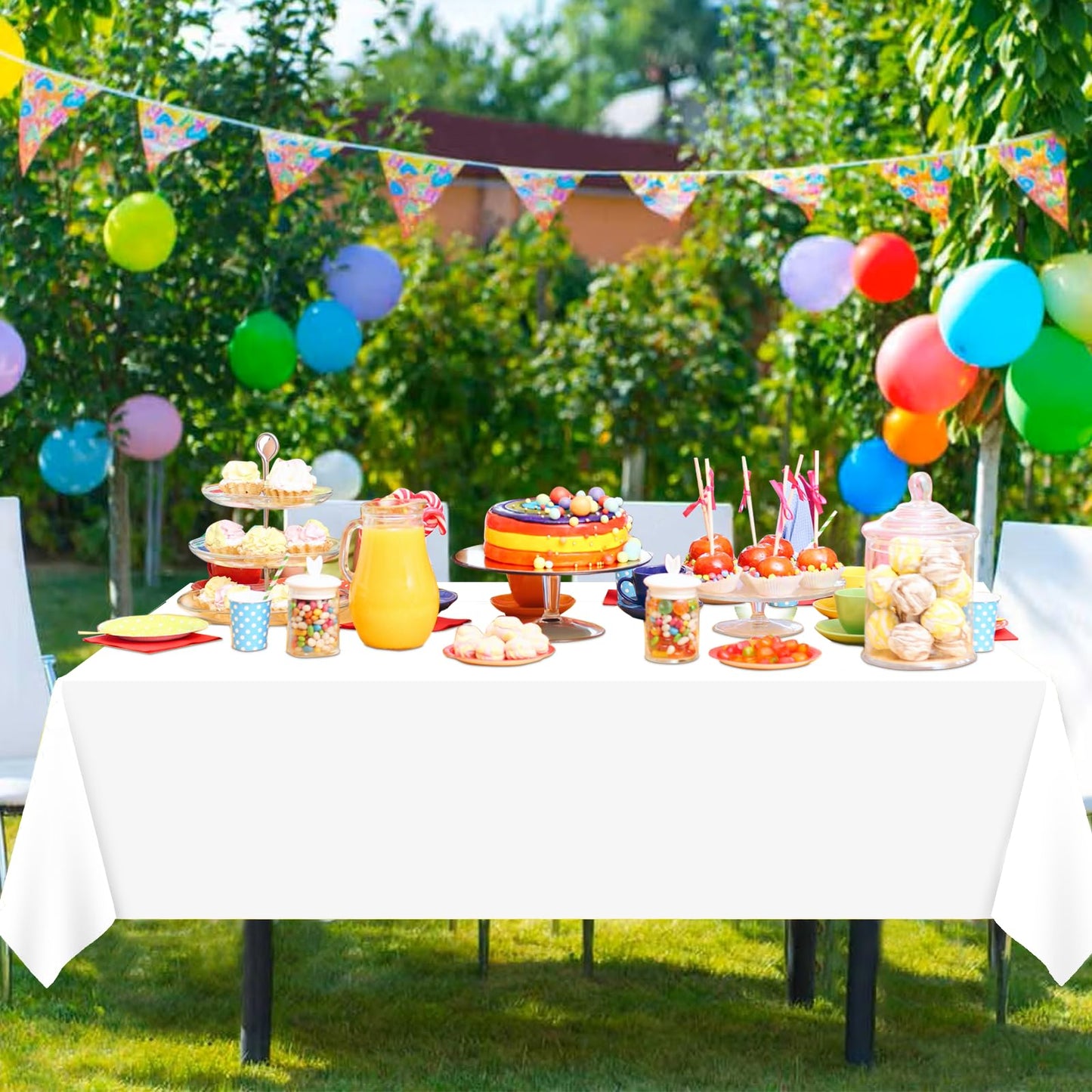 2 Pack 54" × 108" Disposable White Tablecloths for Parties