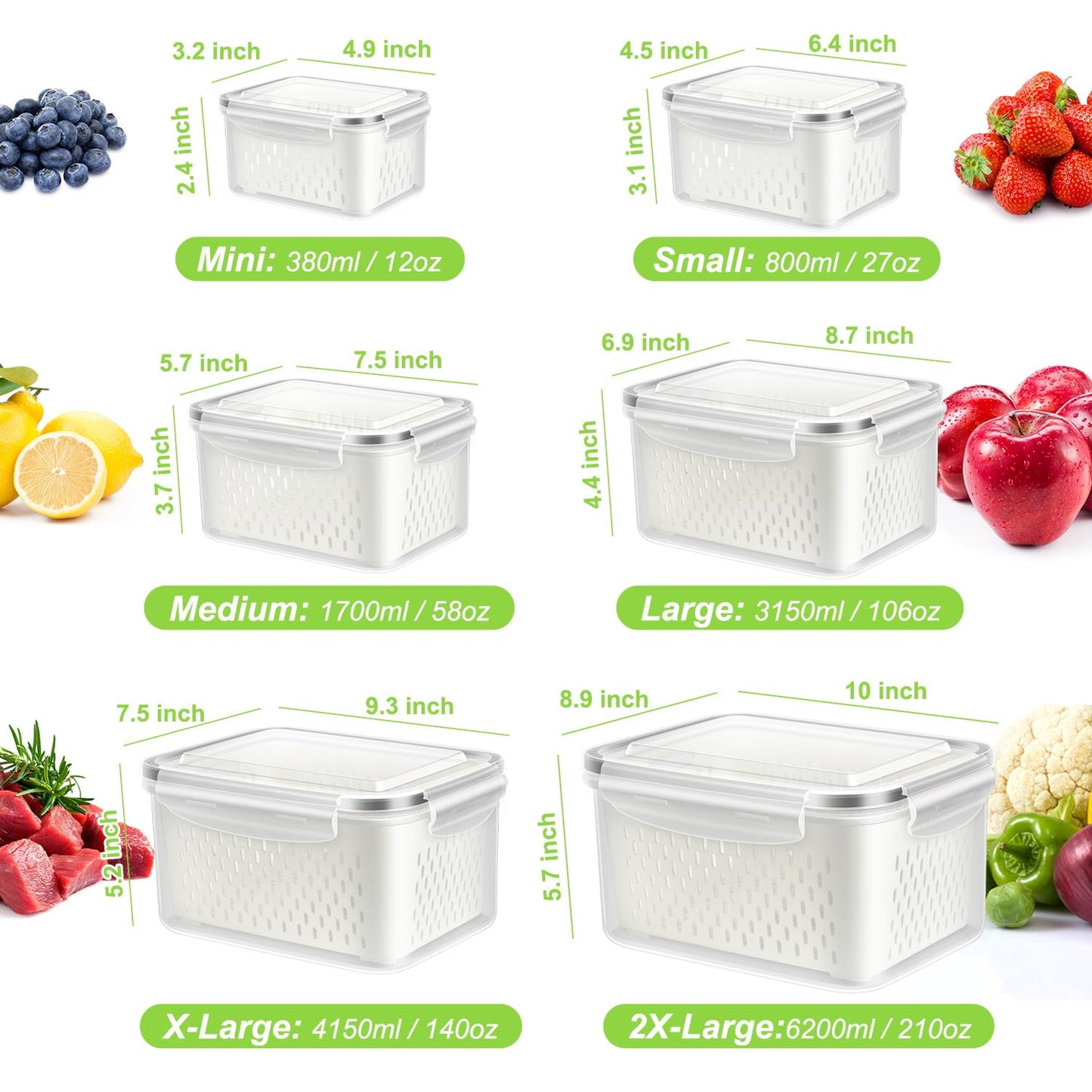 BPA-Free Fruit Storage Containers with Airtight Lids
