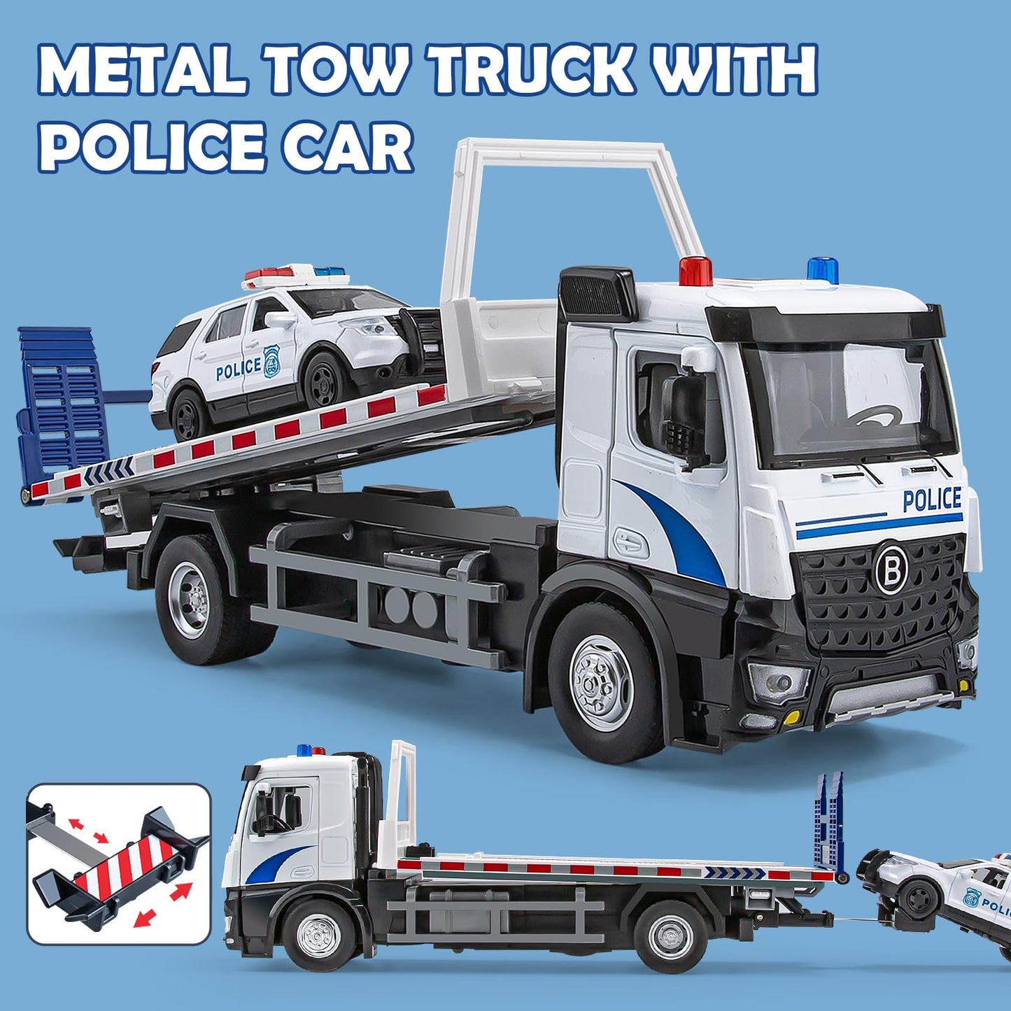Police Tow Truck Toy with Lights and Sounds
