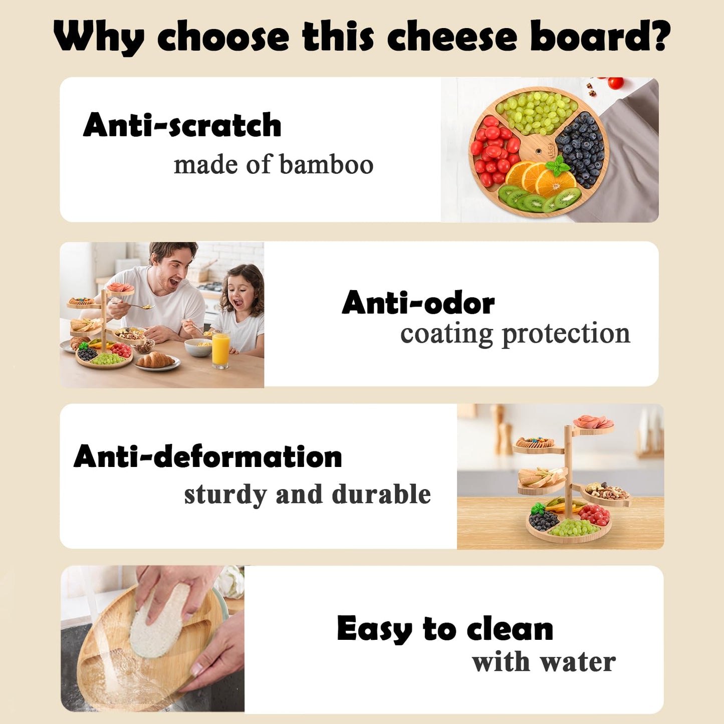 Bamboo Charcuterie Board 5-in-1 Serving Platter