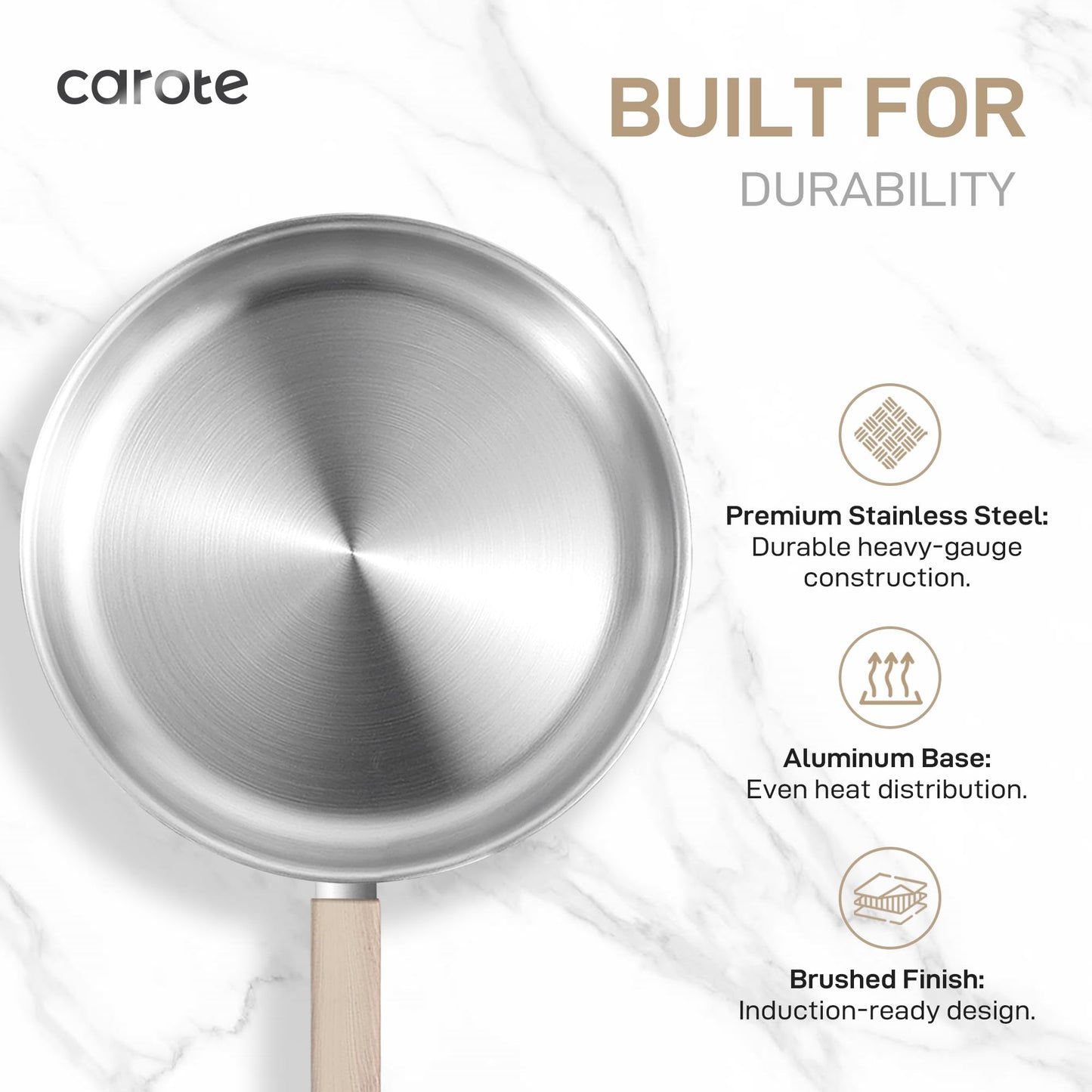 CAROTE 7-Piece Stainless Steel Cookware Set