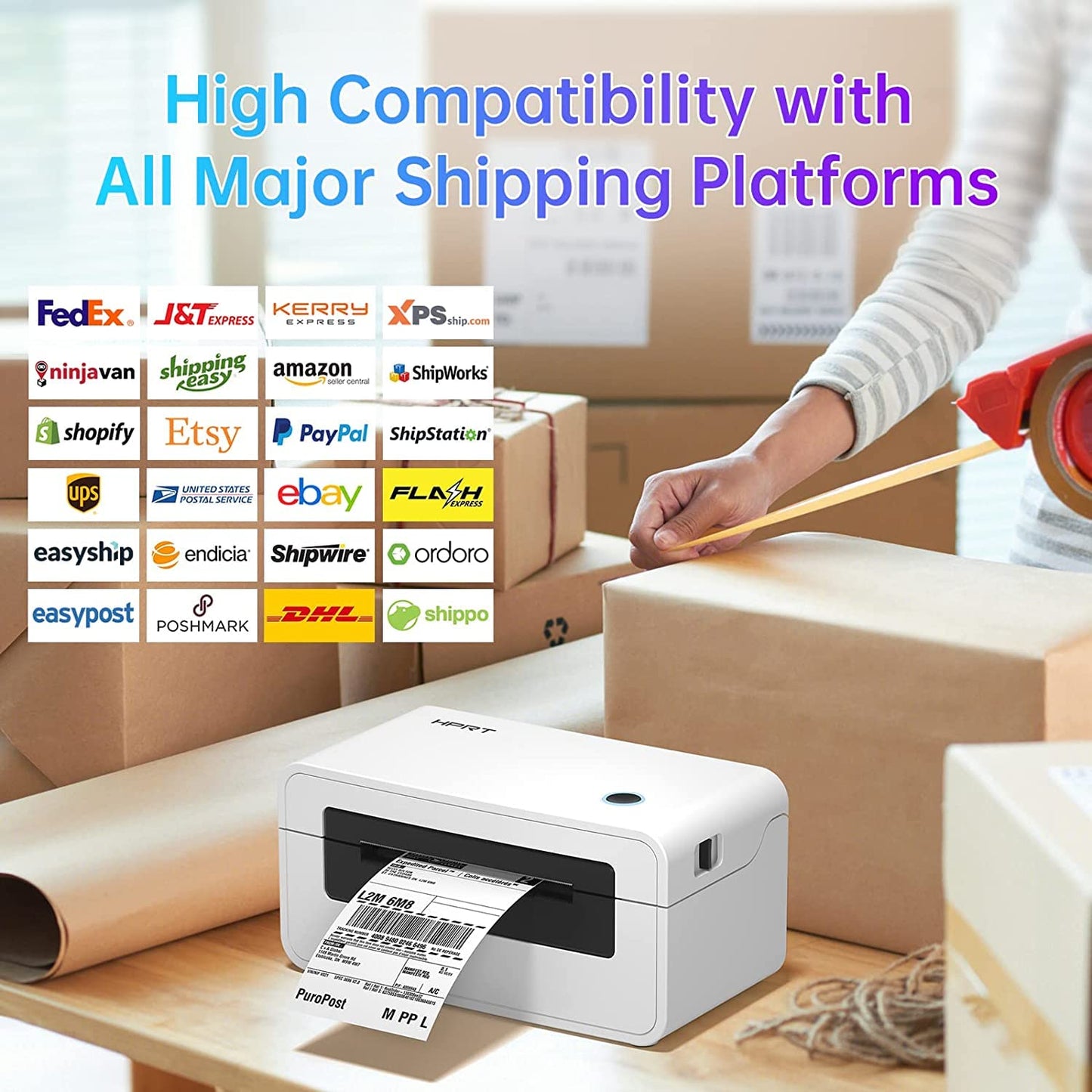 iDPRT Professional Shipping Label Printer - 150mm/s 4x6 Desktop Thermal Label Printer for Shipping Packages, Small Business, USPS, FedEx, Shopify, Etsy, Amazon, Ebay
