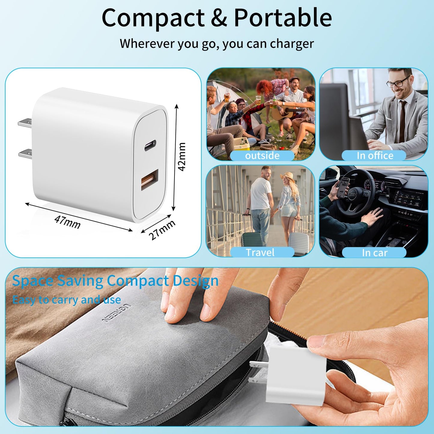 iPhone 14 Fast Charging Wall Charger 3-Pack
