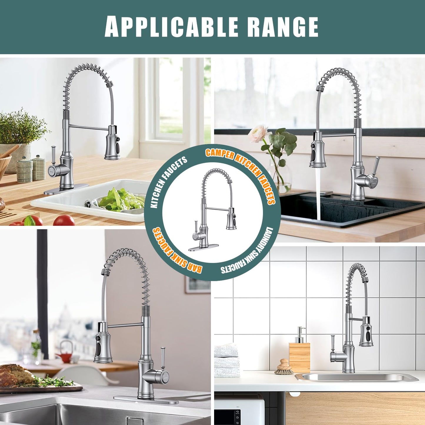Hurran Stainless Steel Kitchen Faucet with Sprayer