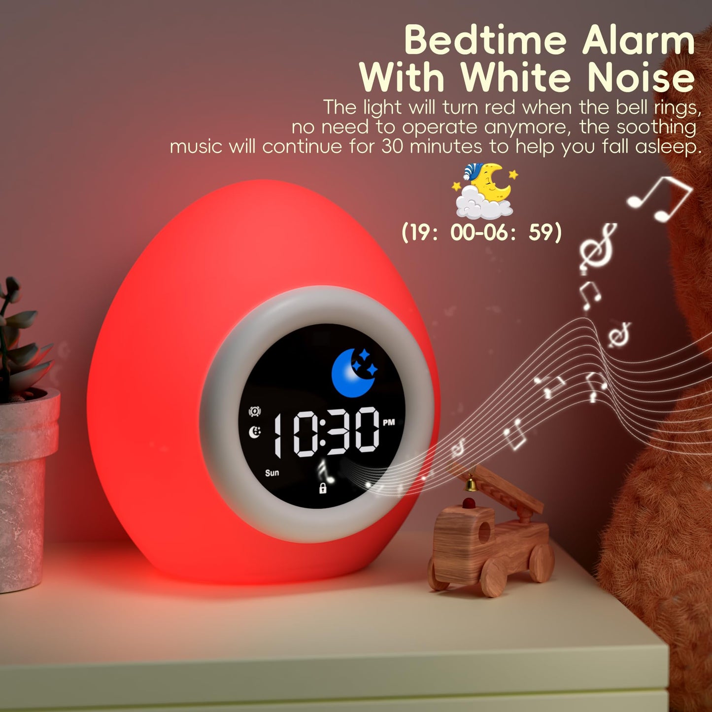 Kids Alarm Clock with Night Light & Sounds