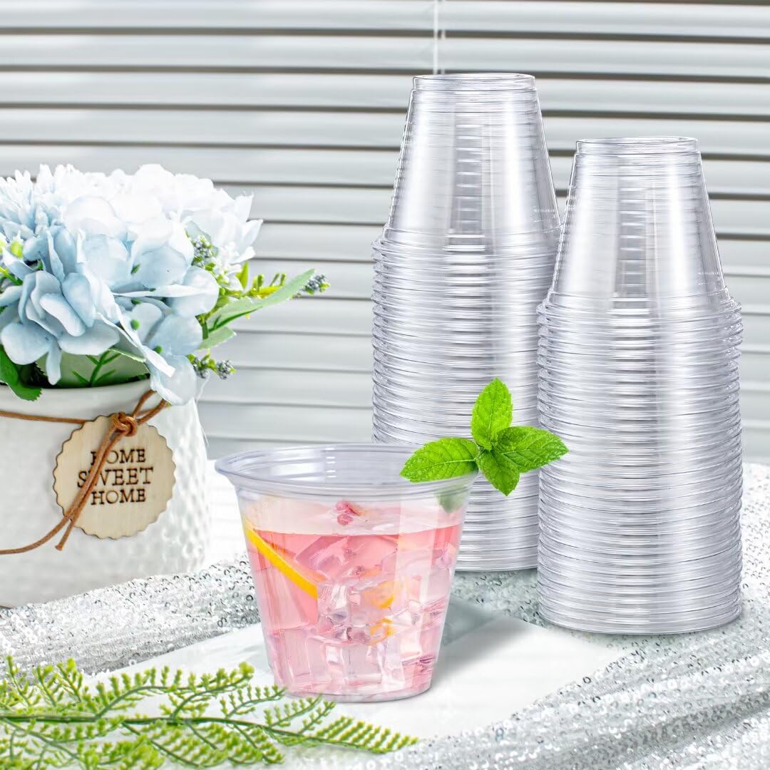 Clear Plastic Drinking Cups, 100 Pack for Parties