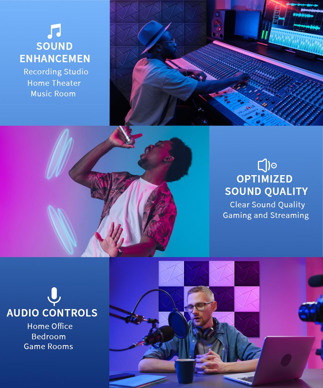 12 Pack Sound Proof Foam Wall Panels