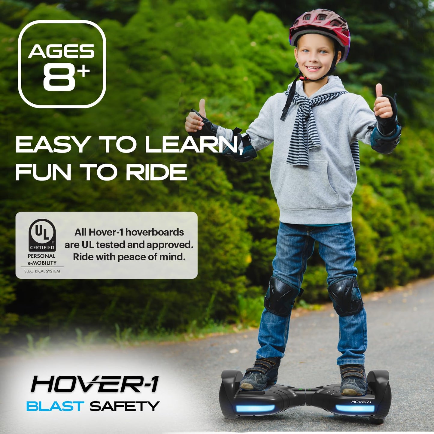 Hover-1 Blast Electric Self-Balancing Hoverboard with 6.5” Tires, Dual 160W Motors, 7 mph Max Speed, and 3 Miles Max Range