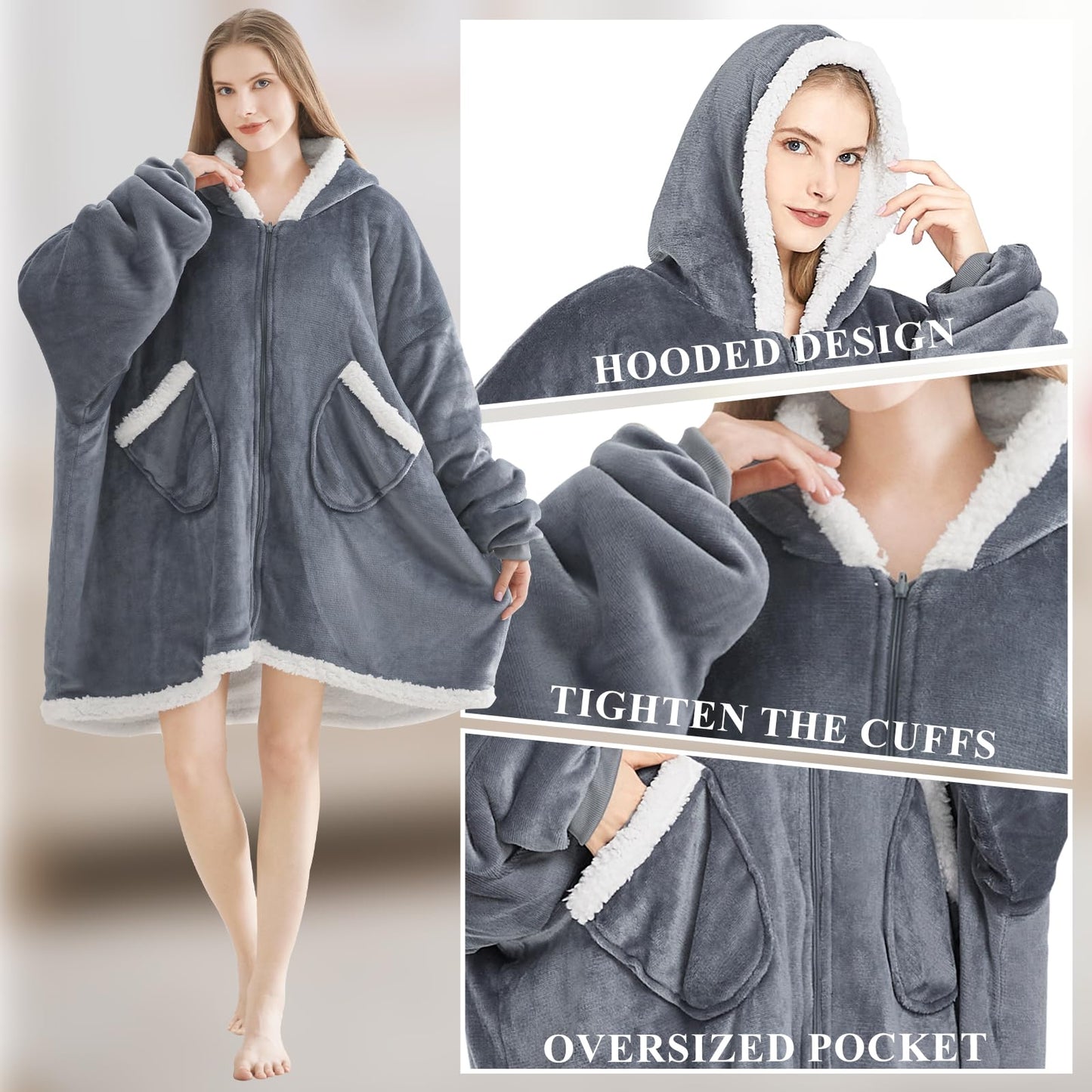 Topcee Oversized Sherpa Fleece Blanket Hoodie