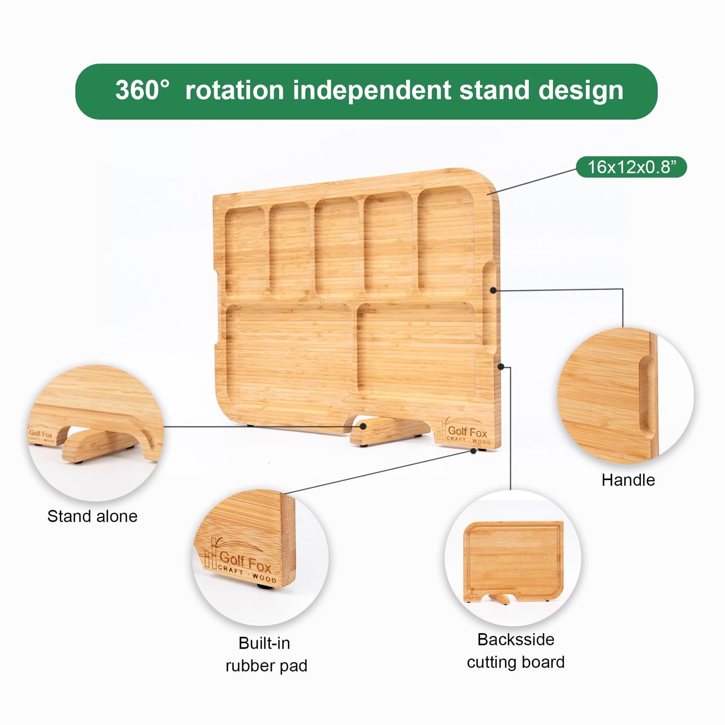 Bamboo Cutting Board Set with Stand & Juice Groove
