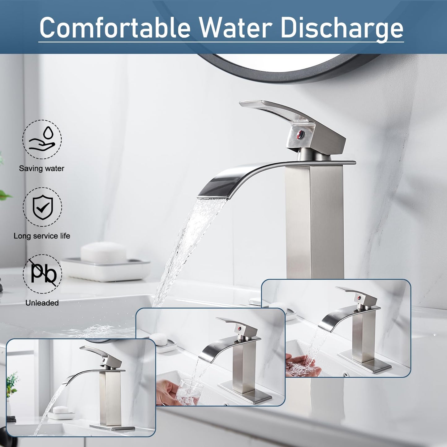 Brushed Nickel Single Handle Bathroom Faucet