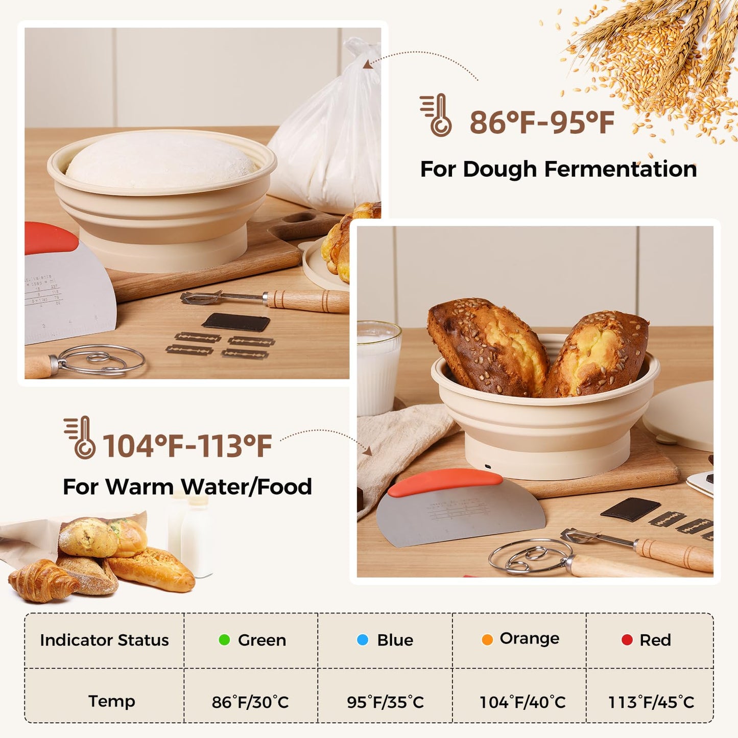 Sourdough Bread Proofing Basket Set with Bowl