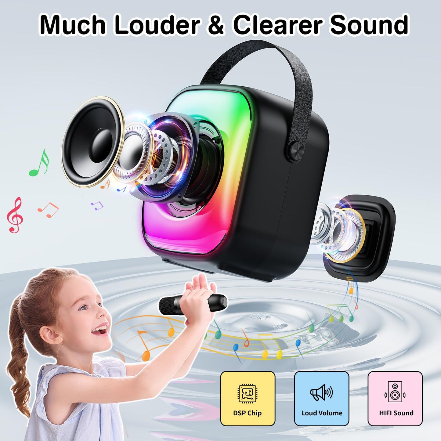 Mini Karaoke Machine with Wireless Microphones