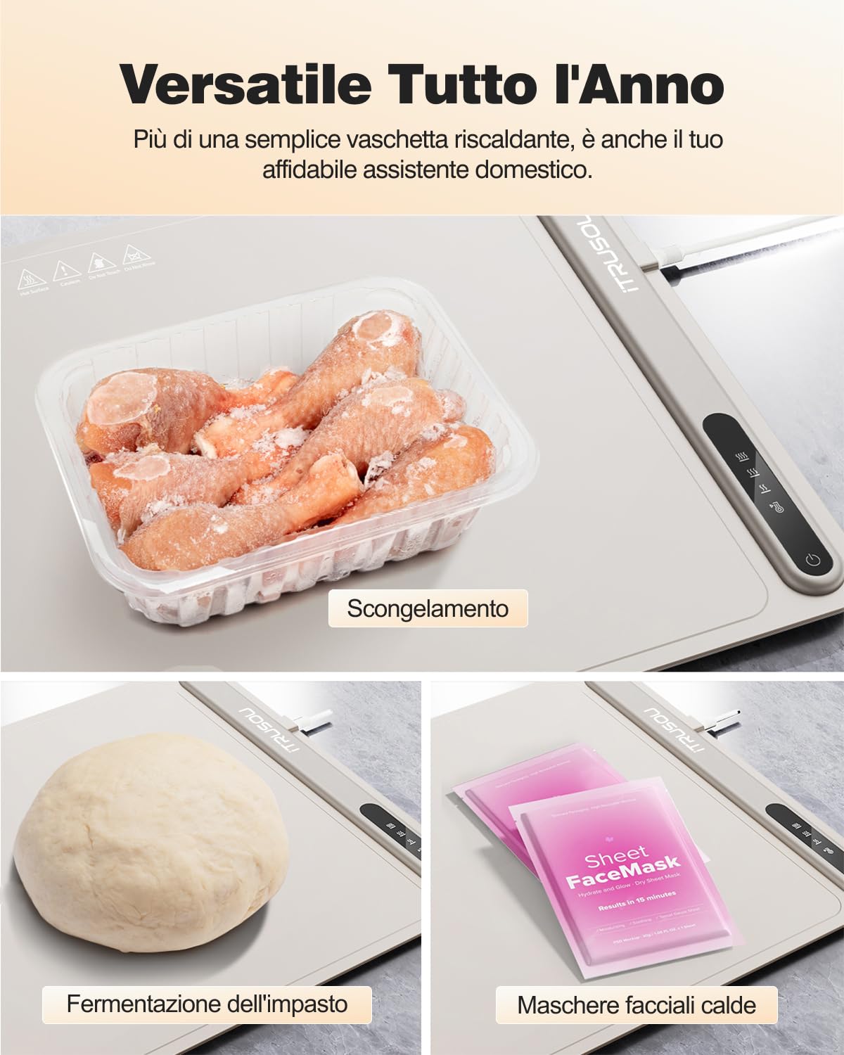 Portable Electric Warming Tray with 3 Settings