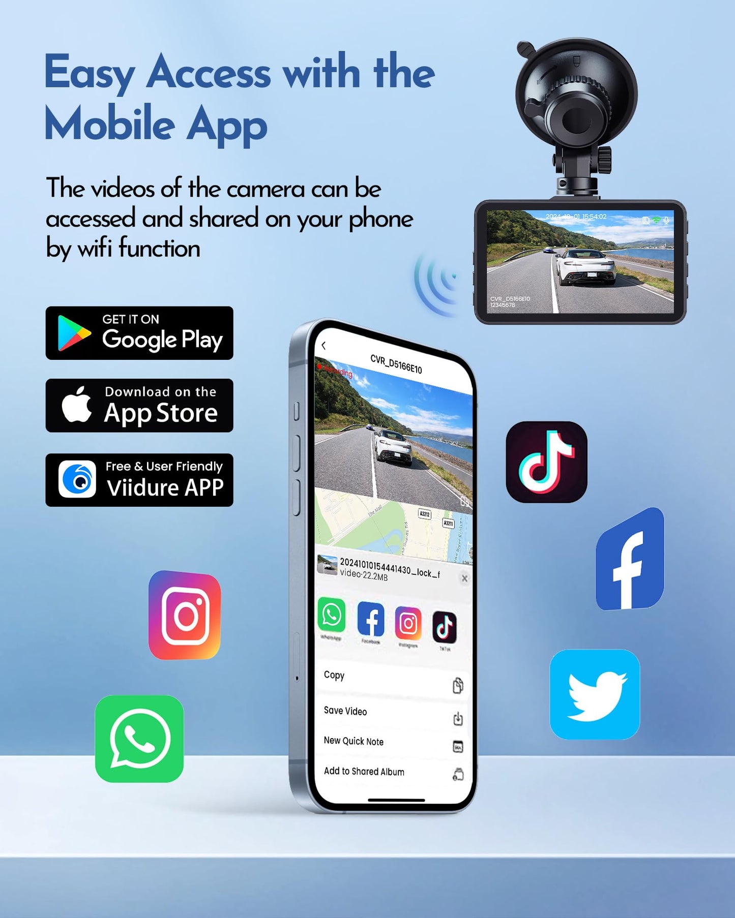 DELLFY 4K Dash Cam with Night Vision & Wi-Fi