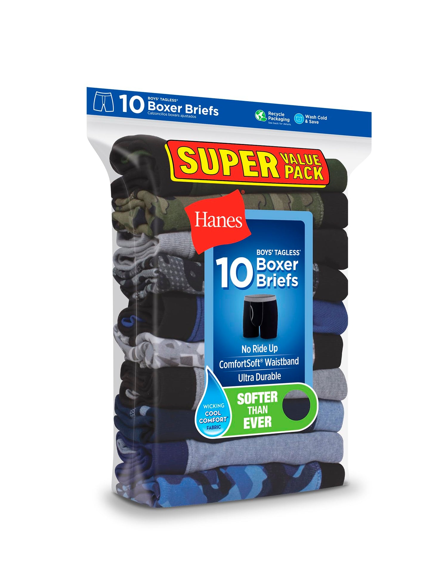 10 Pack Hanes Boys Comfort Flex Briefs