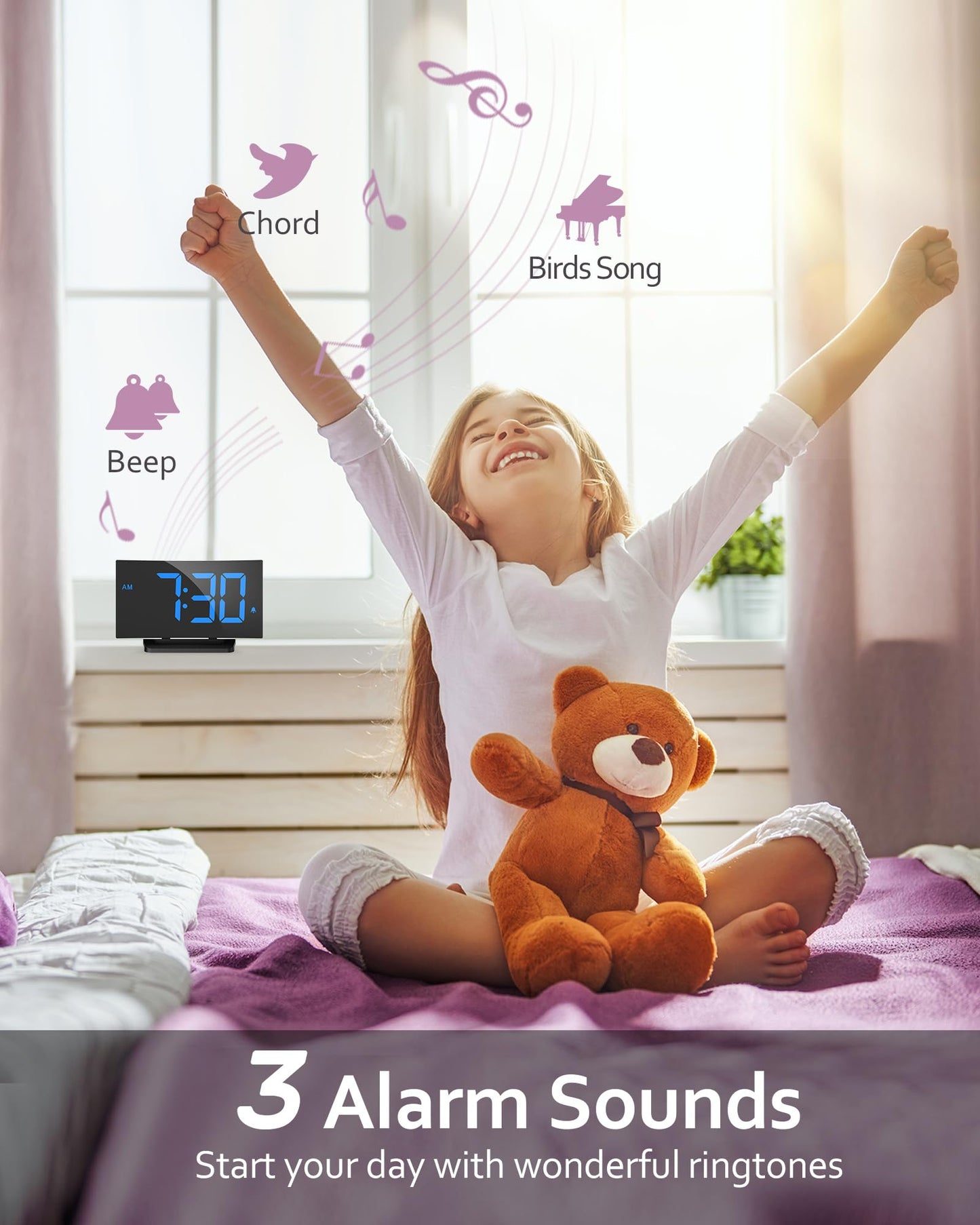 2 Pack Digital Alarm Clock with LED Display and Snooze