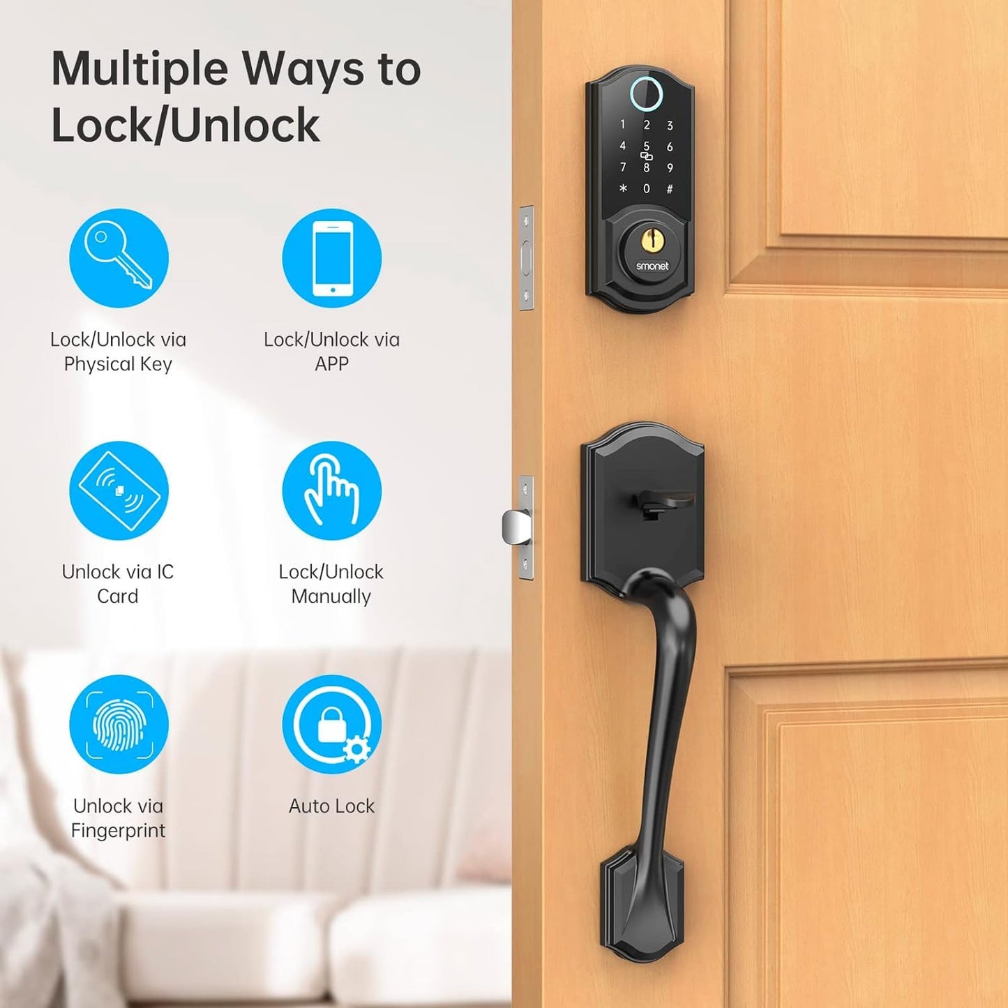 SMONET Smart Lock with Fingerprint & Bluetooth