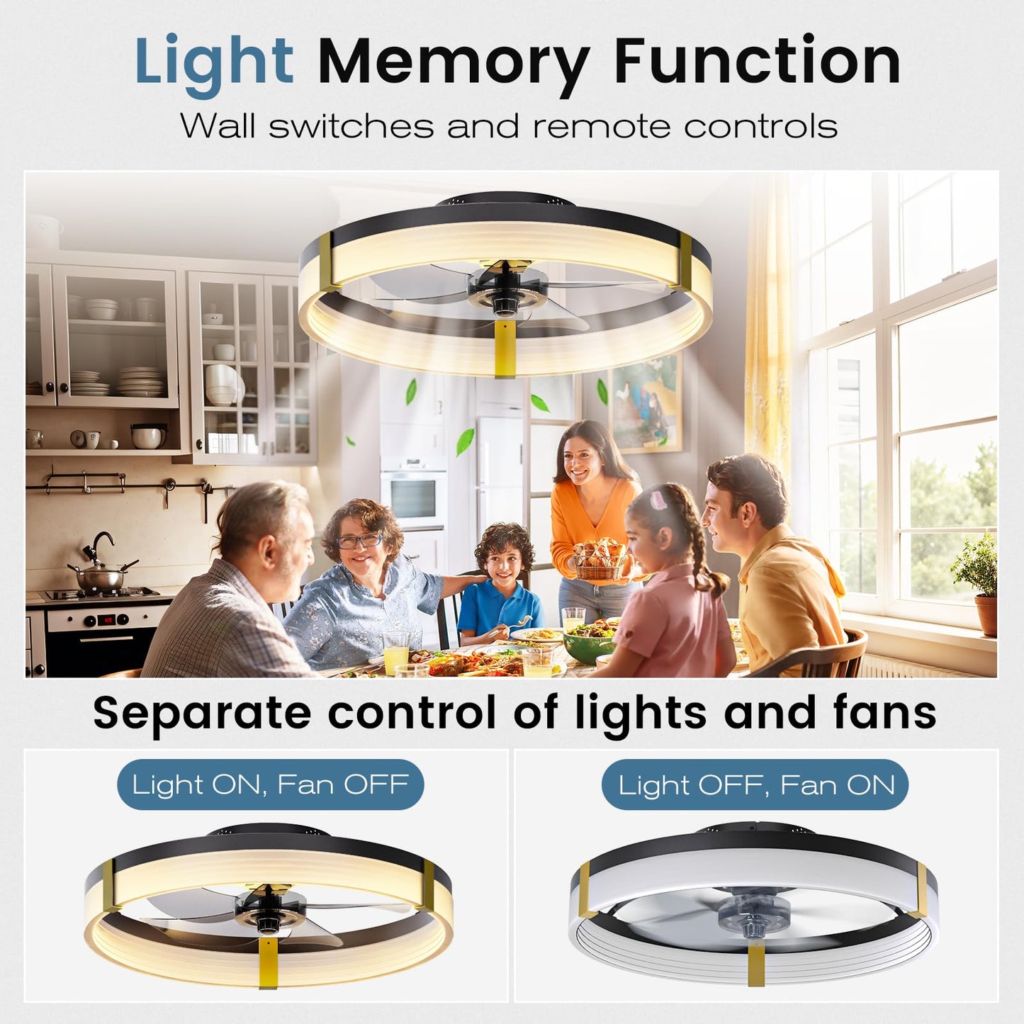 Ceiling Fan with Remote and LED Lights