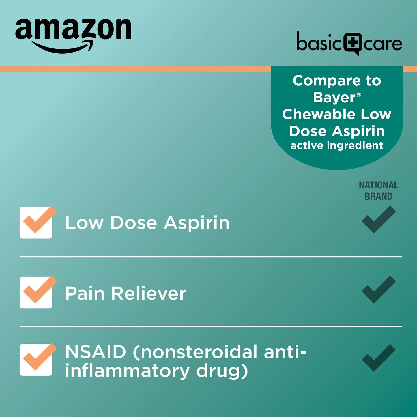 108 Count Amazon Basic Care Aspirin Chewable Tablets