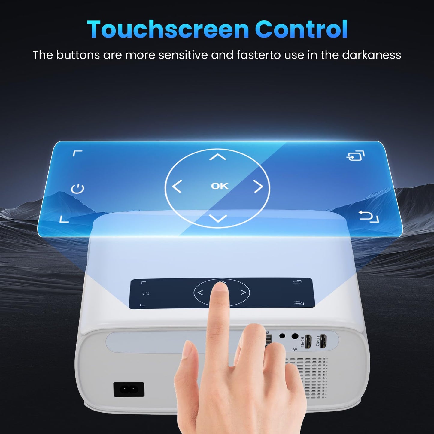 Groview 1080P WiFi Bluetooth Projector, 300'' Screen
