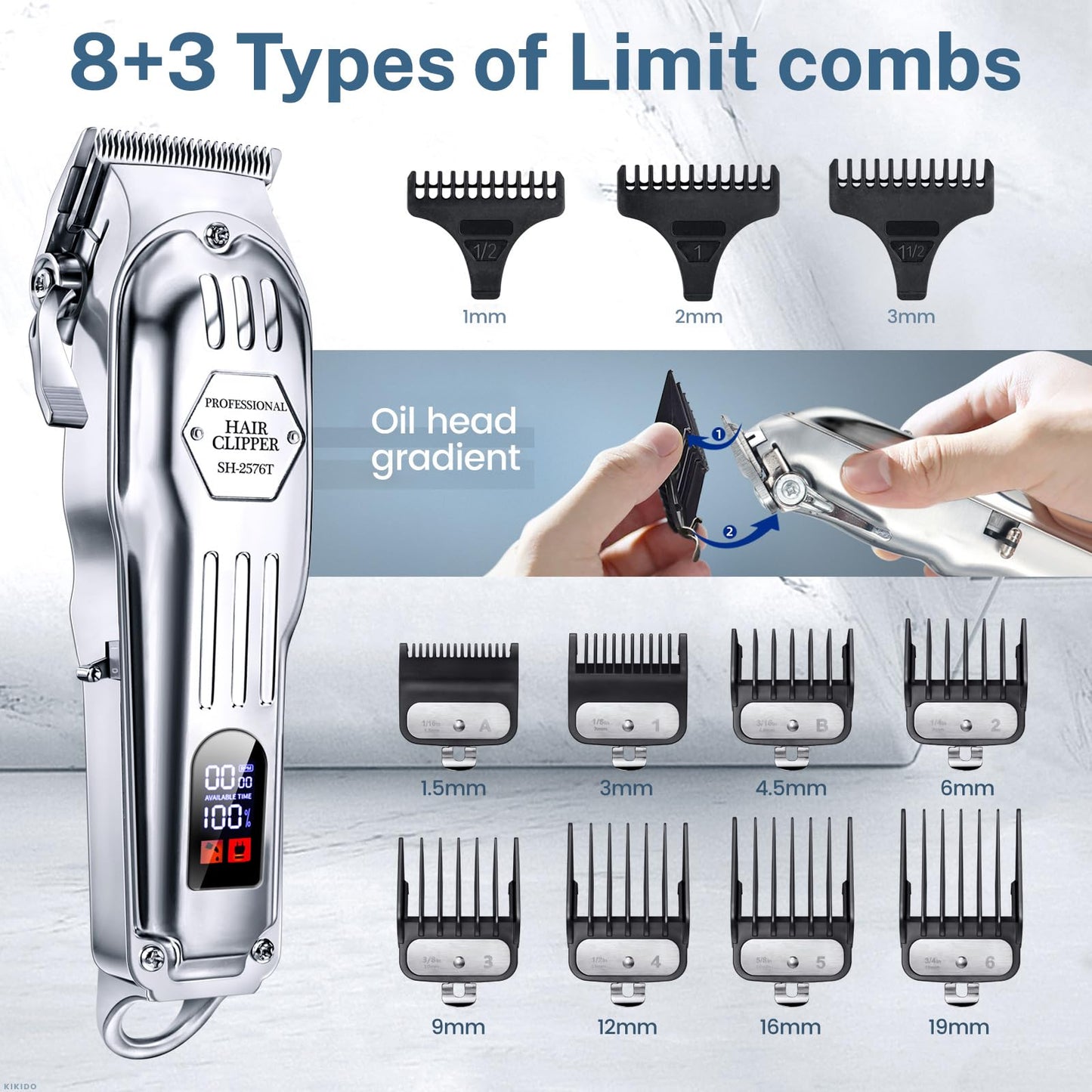 KIKIDO Cordless Hair Clippers with LCD Display