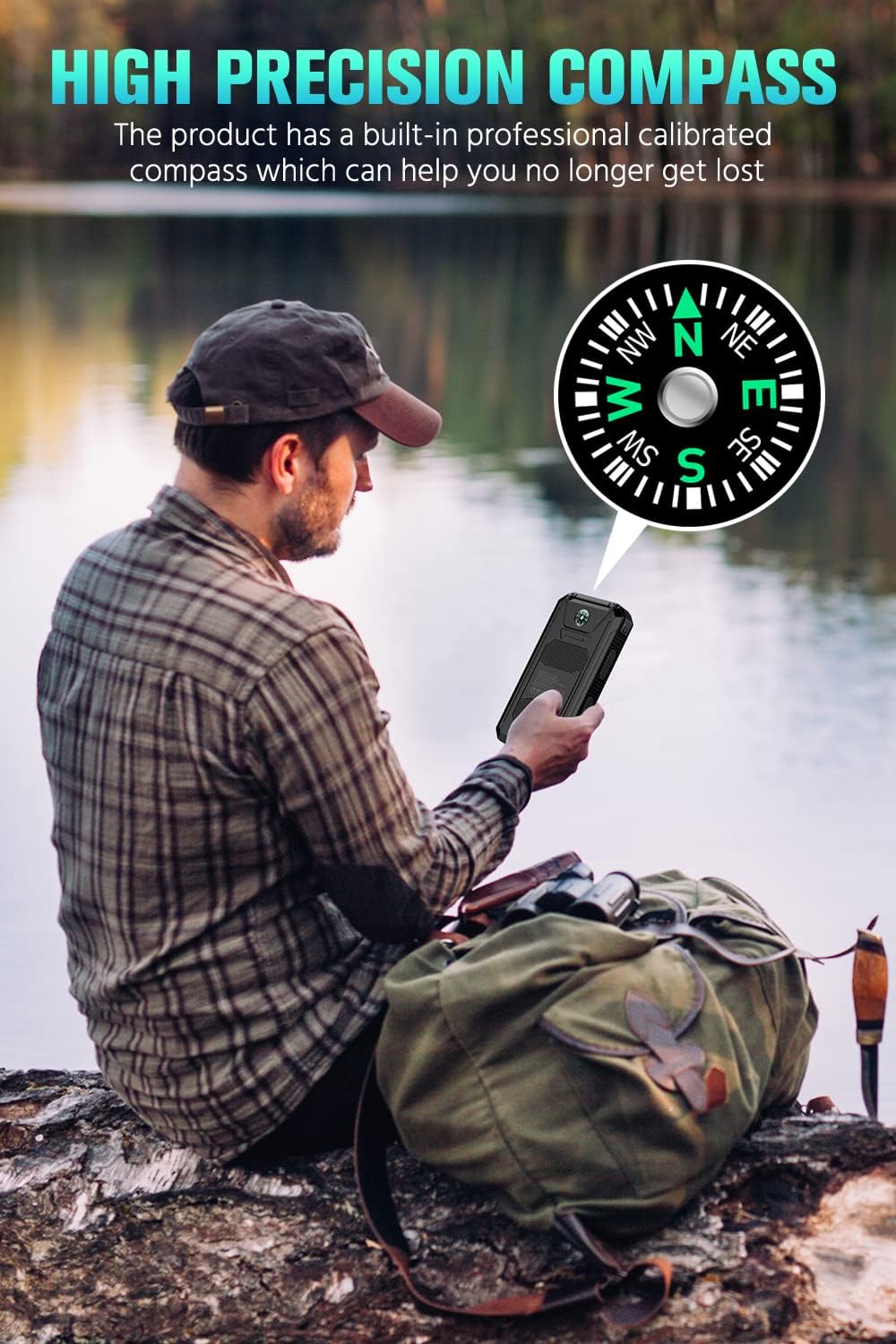 Feeke 36800mAh Solar Power Bank with Flashlight