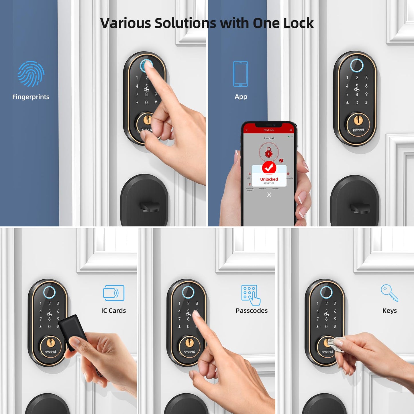 SMONET Smart Keyless Entry Door Lock with Bluetooth