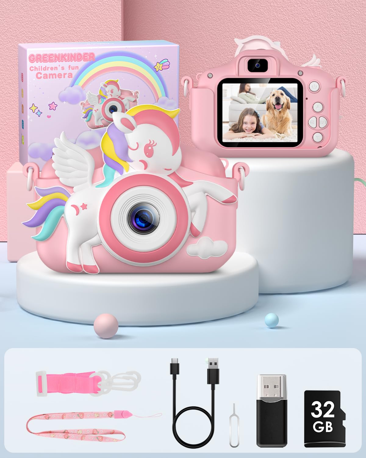 Kids 1080P HD Camera for Girls - Pink