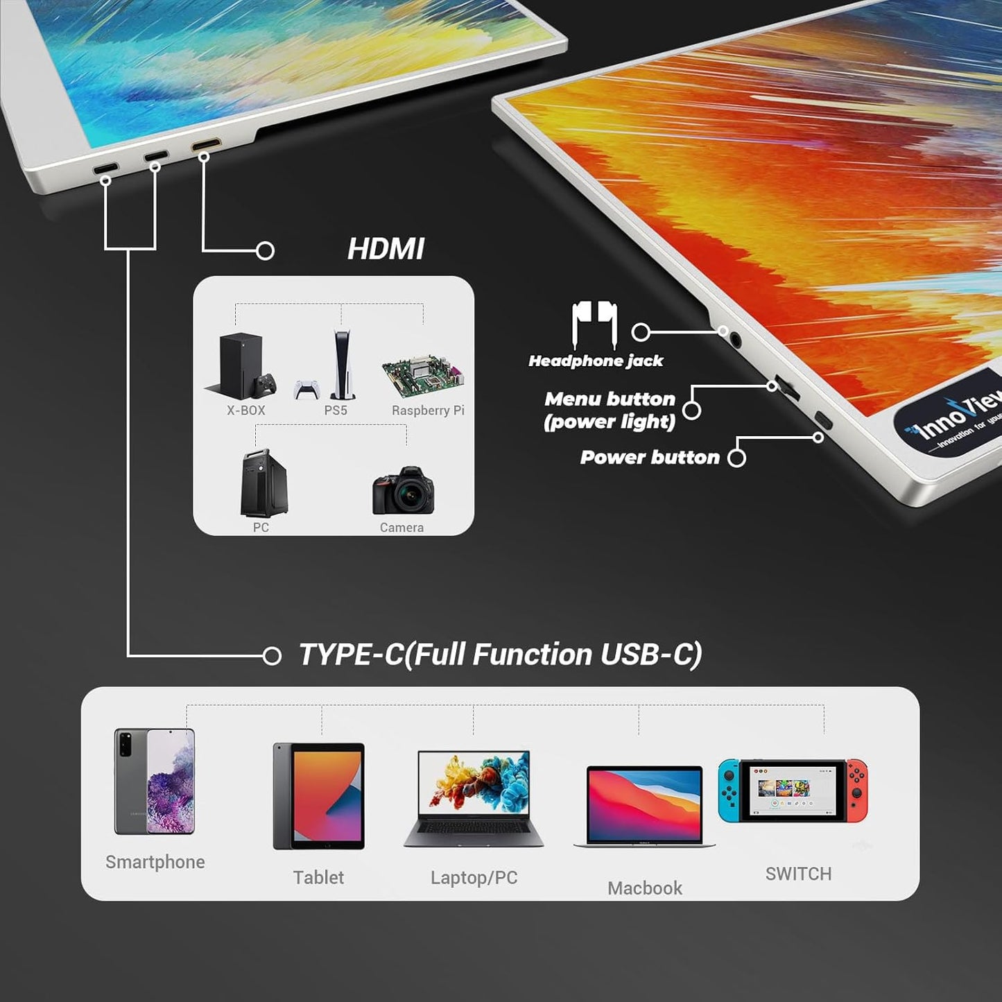 InnoView 15.6'' FHD Portable Laptop Monitor