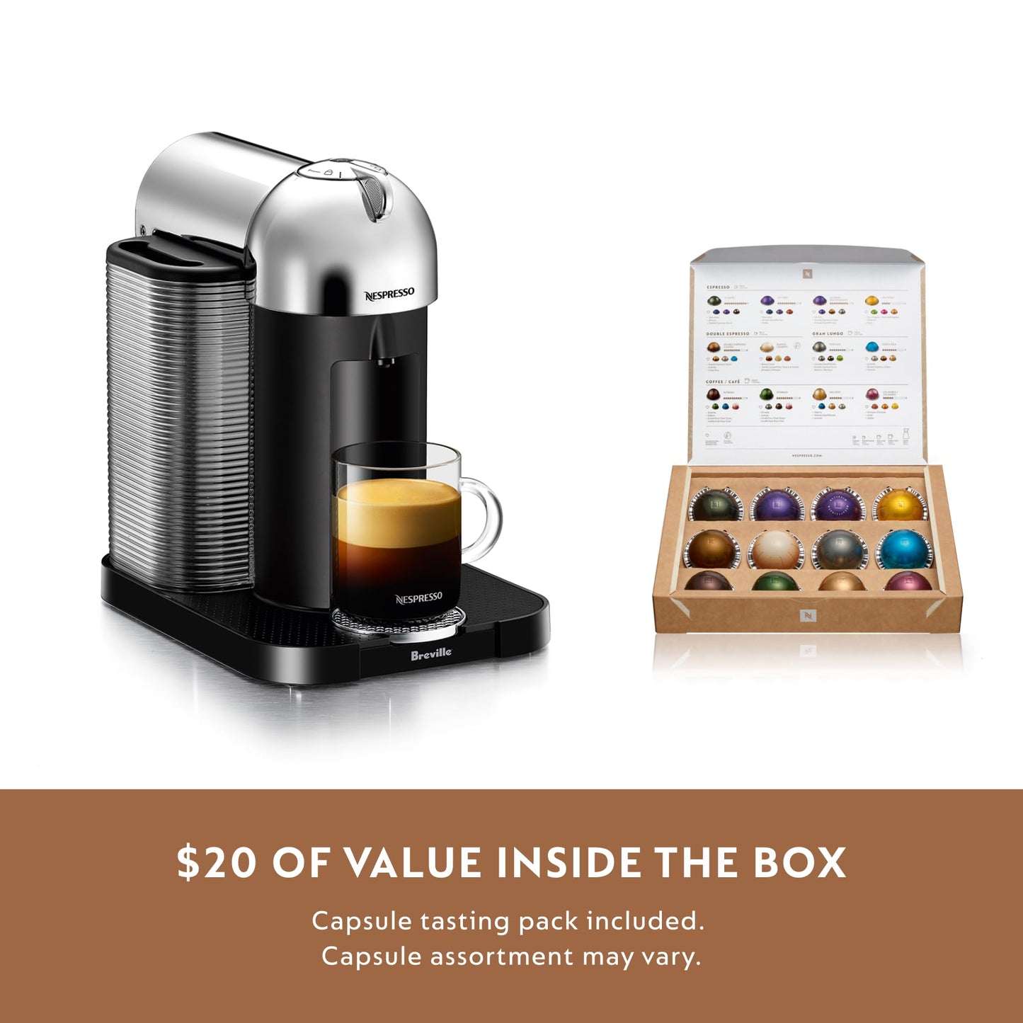Nespresso Vertuo Coffee and Espresso Machine, Chrome