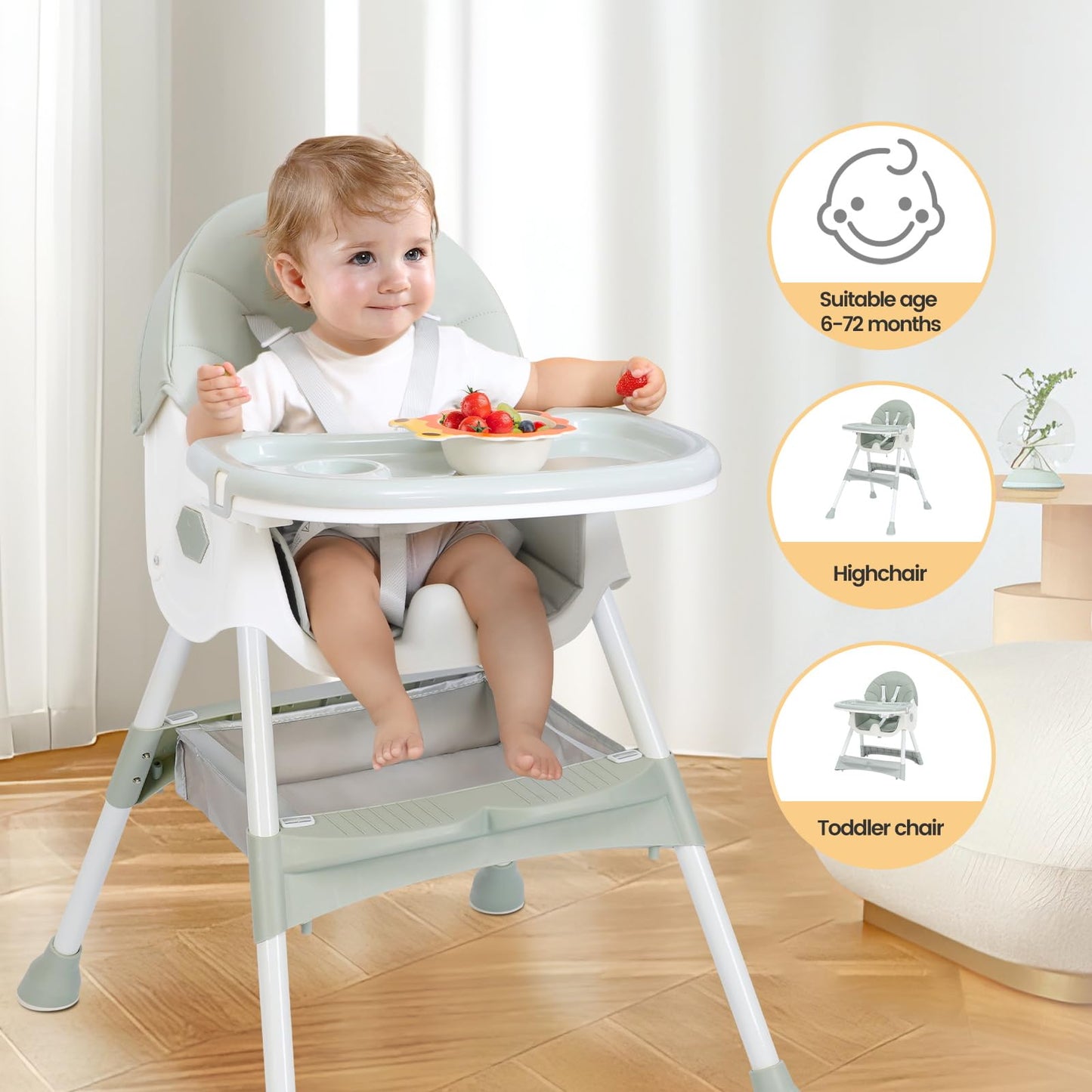 2-in-1 Convertible High Chair for Babies