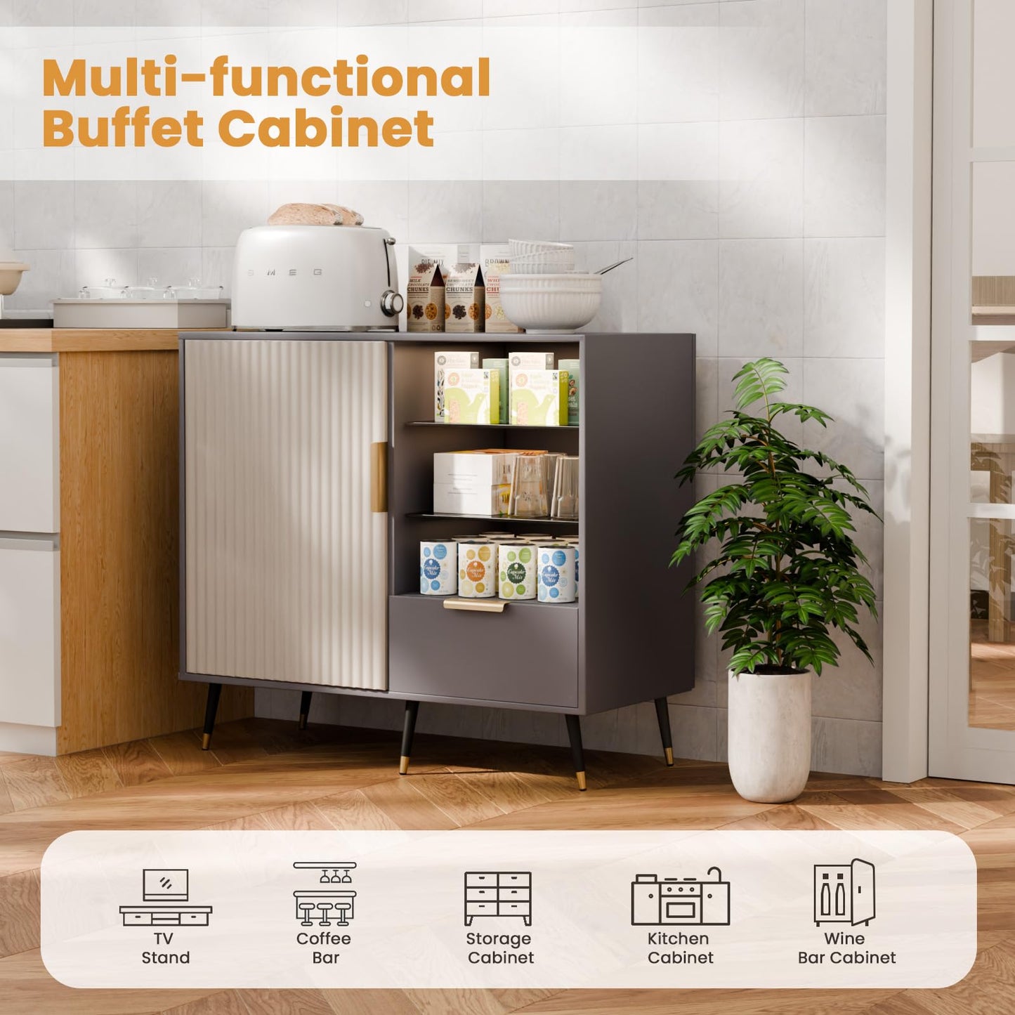 MODNEST 31" Sideboard Buffet Cabinet with Storage